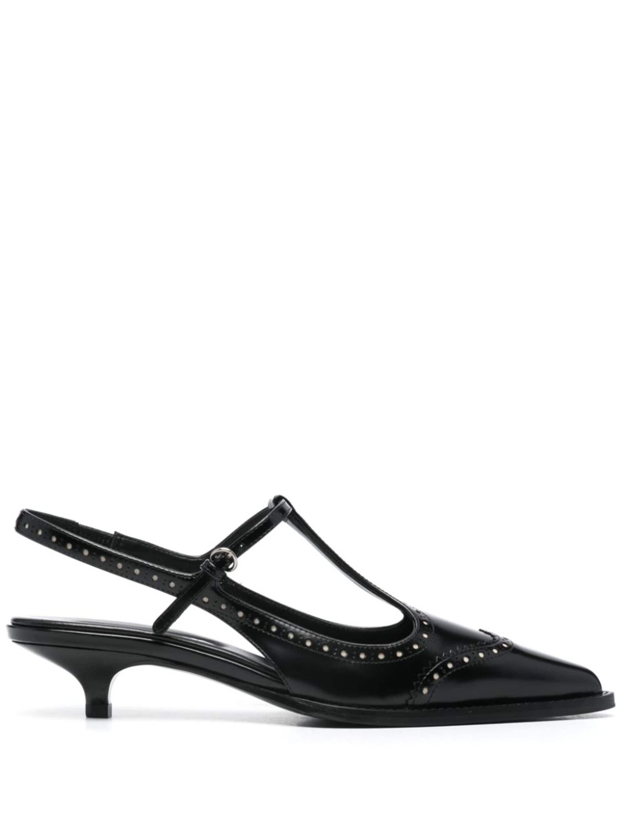 35mm Brogue-trim slingback pumps - 1