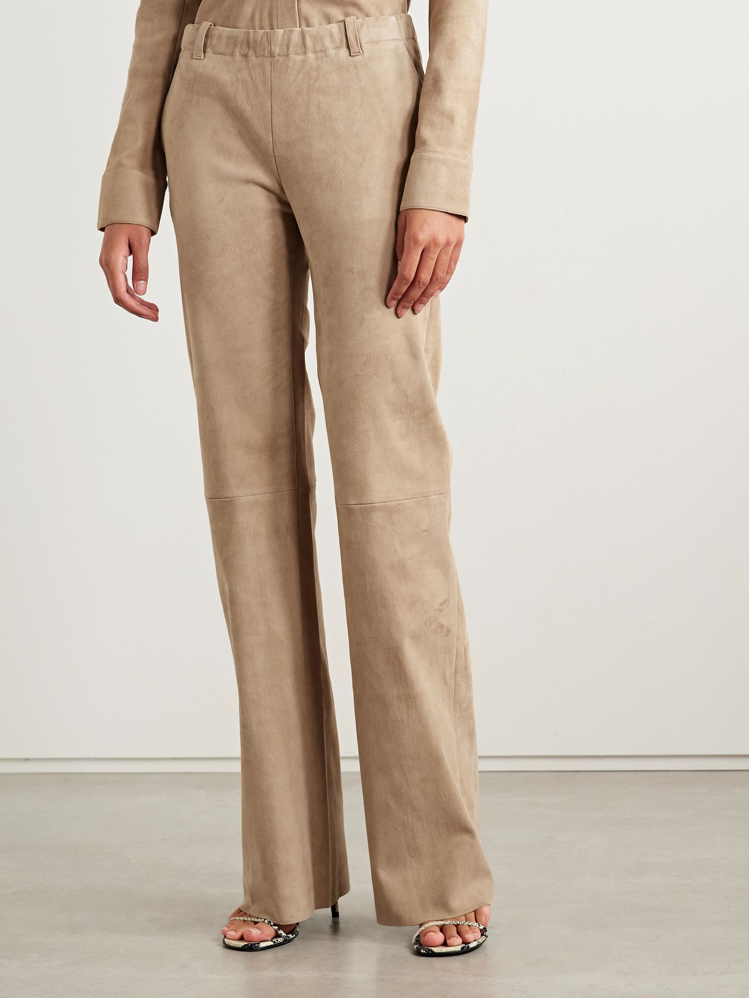 Oswald suede straight-leg pants Beige - 3