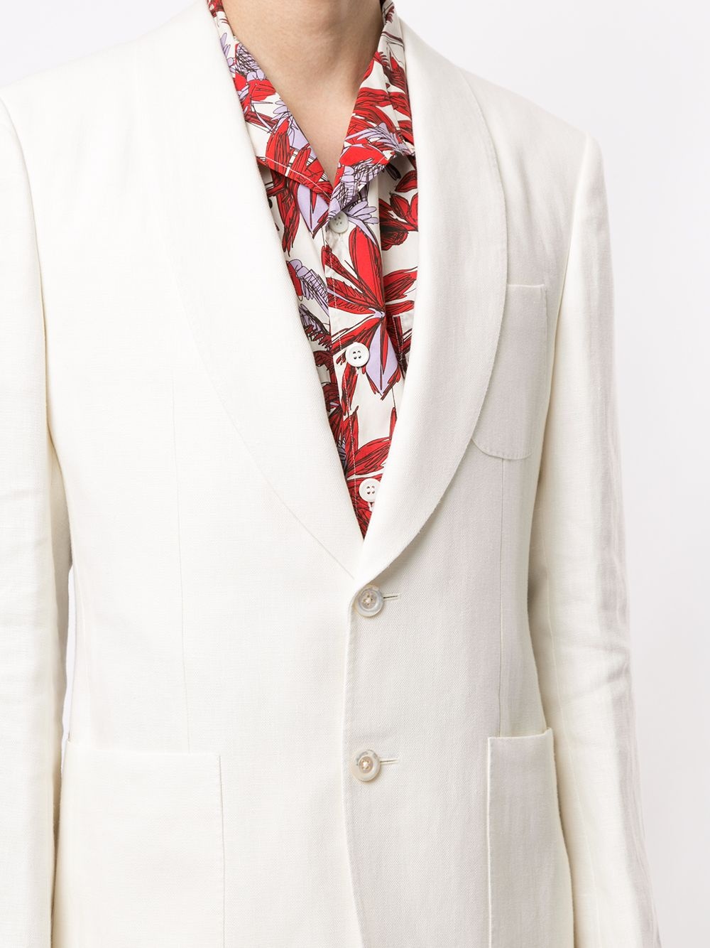 single-breasted linen blazer - 5