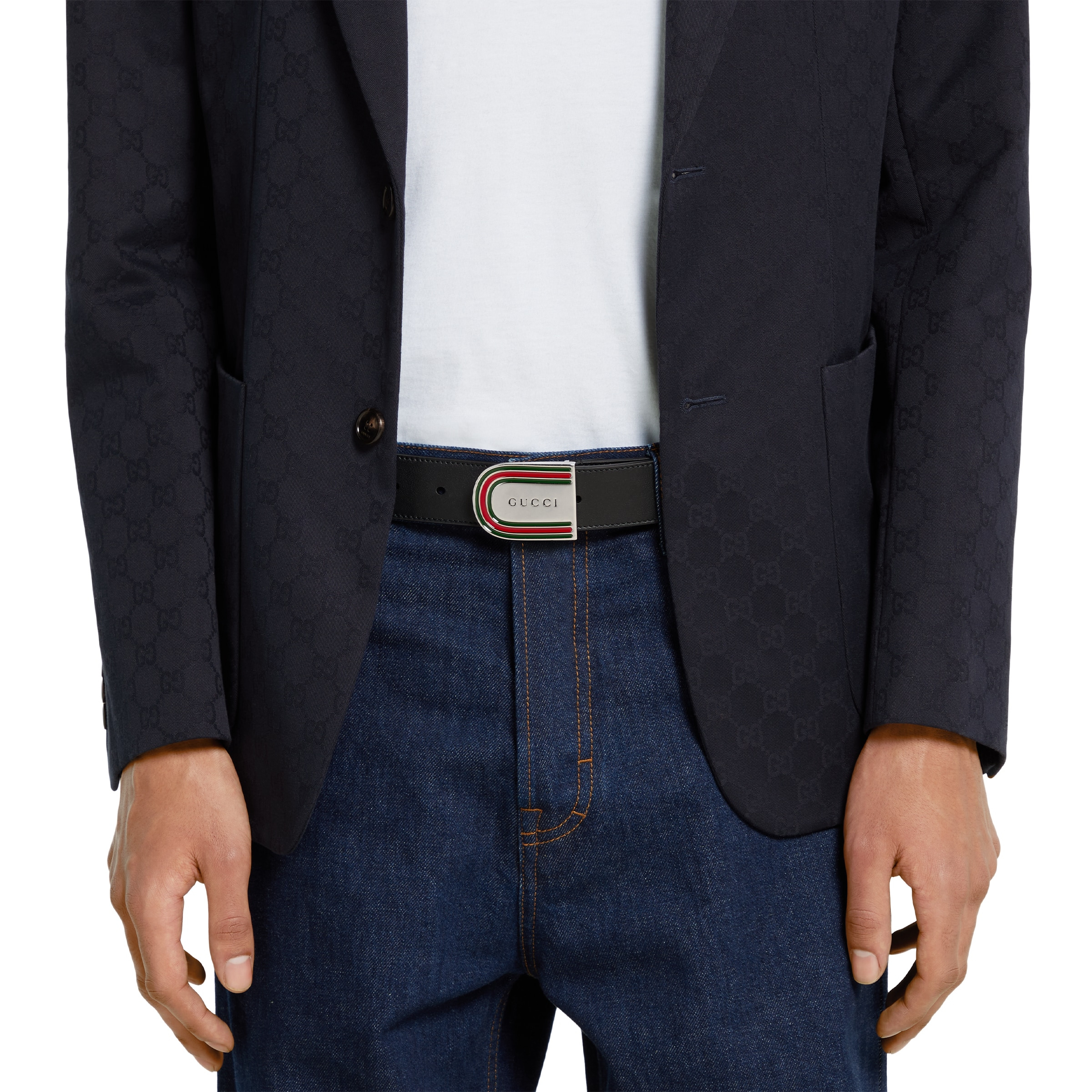 Belt with enameled Web detail buckle - 3