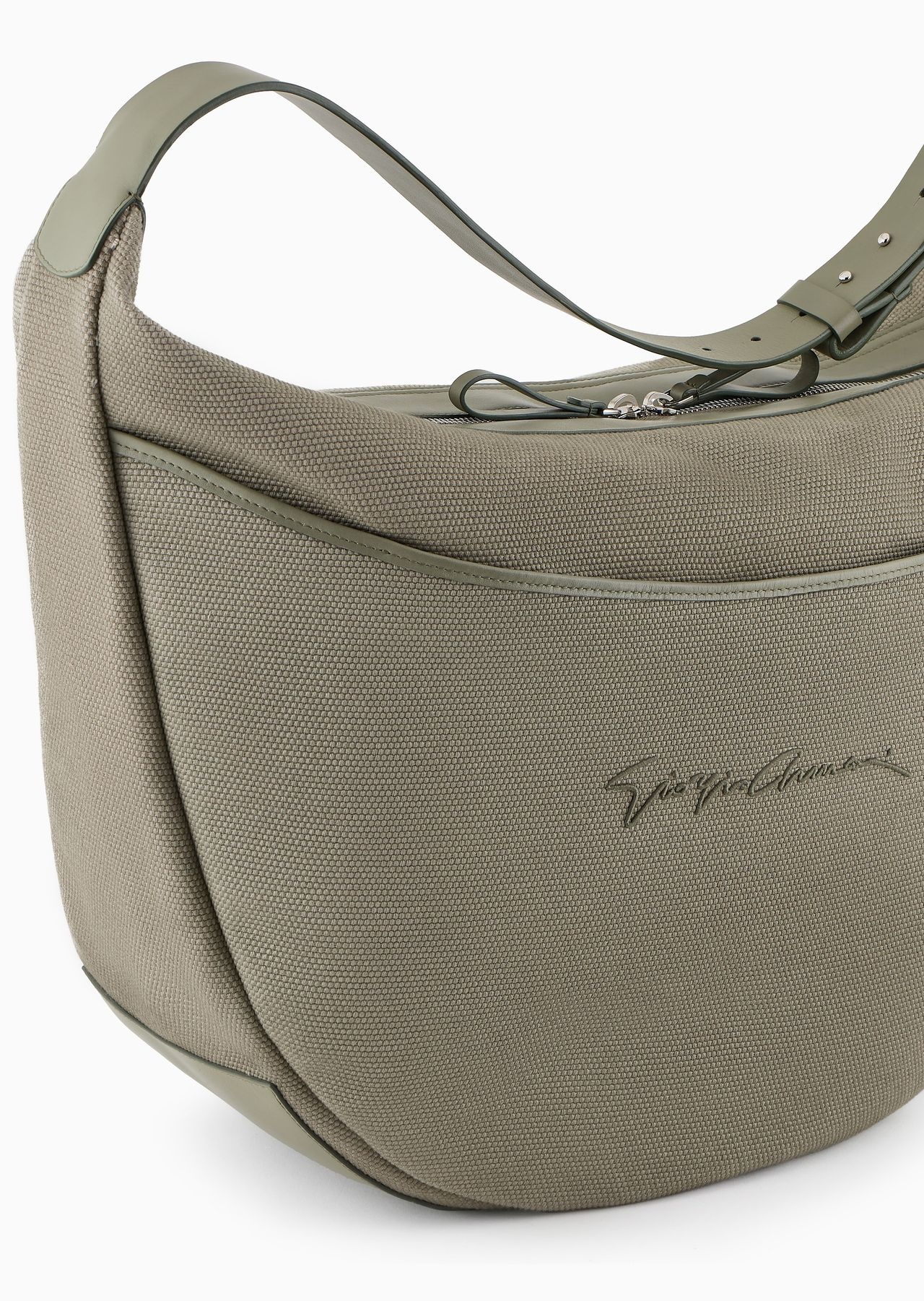 Canvas oversized crescent-shaped shoulder bag - 5