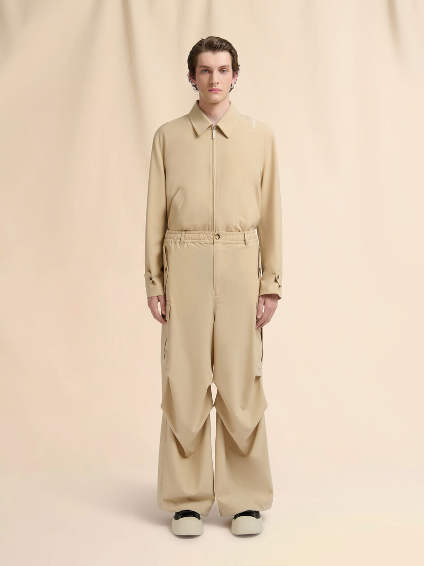 BEIGE WOOL CARGO PANTS WITH MARNI SYMBOL - 2