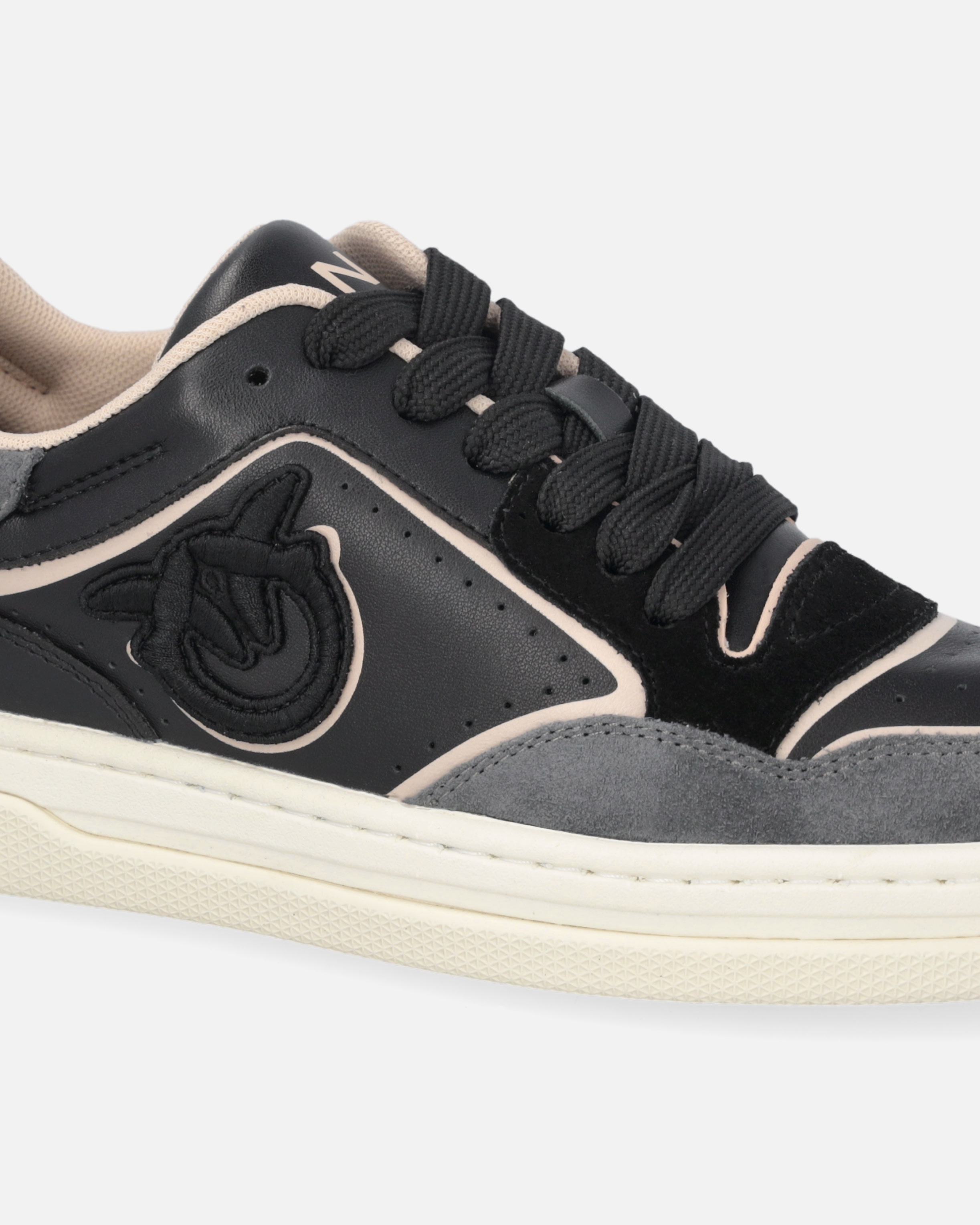 FLAT LEATHER SNEAKERS WITH EMBROIDERED LOGO - 4