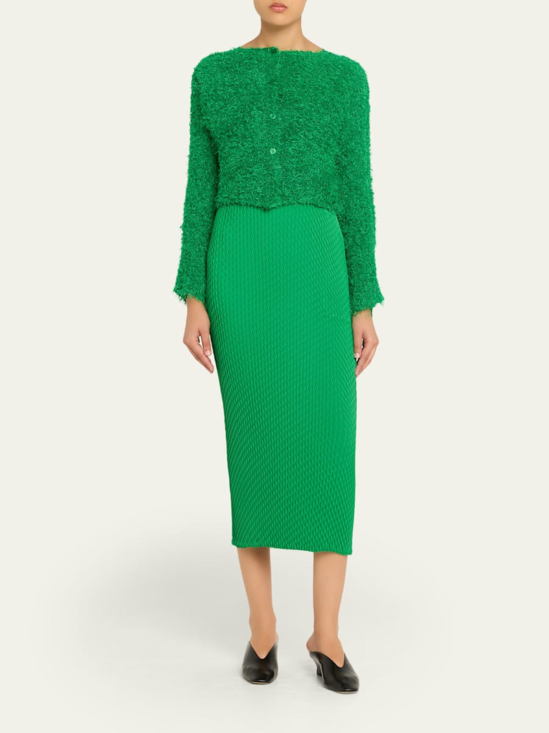 ISSEY MIYAKE Shifted Fuzzy Pleated Cardigan outlook