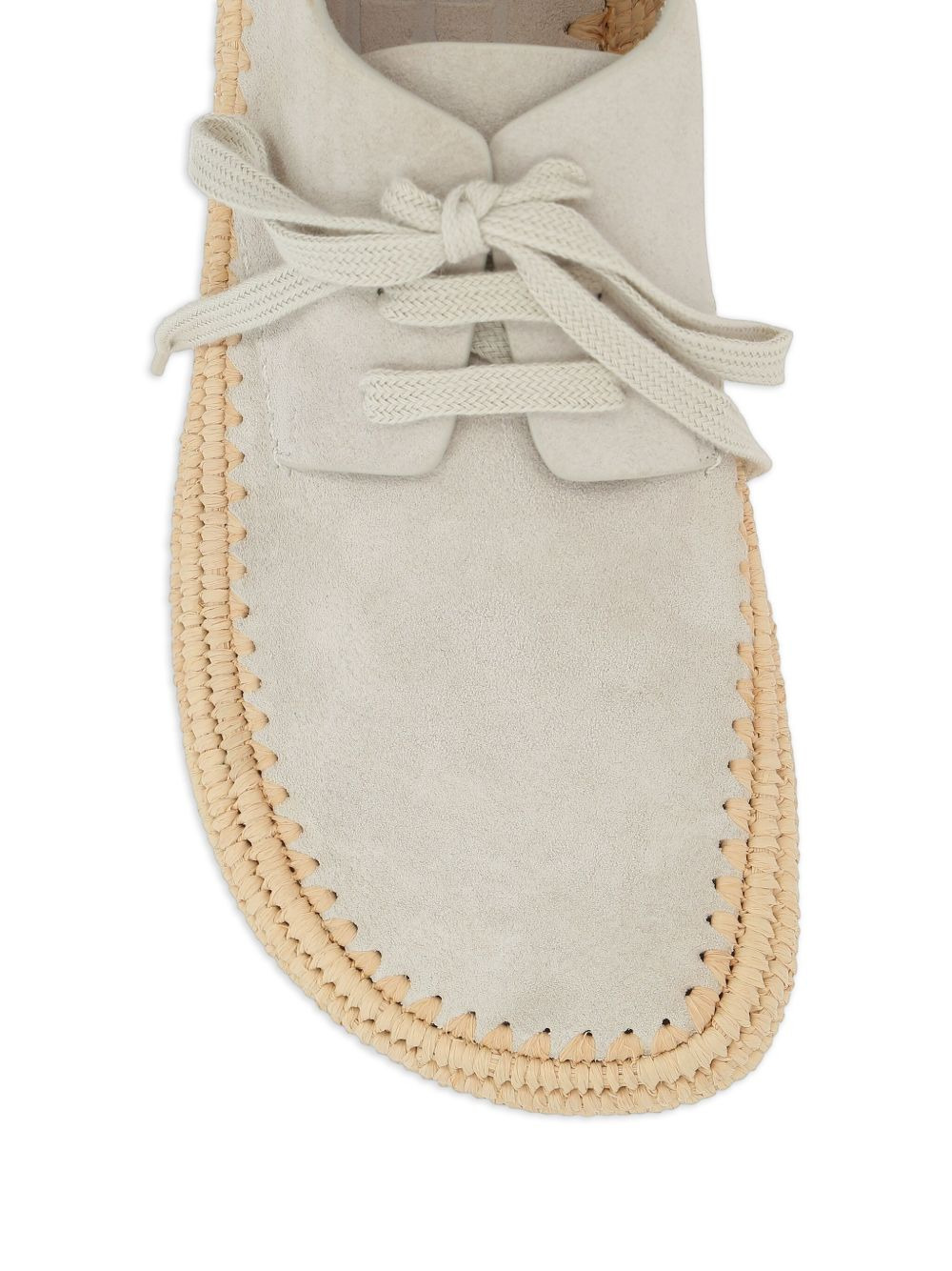 Rio petal-toe raffia-trimmed lace-up shoes - 4