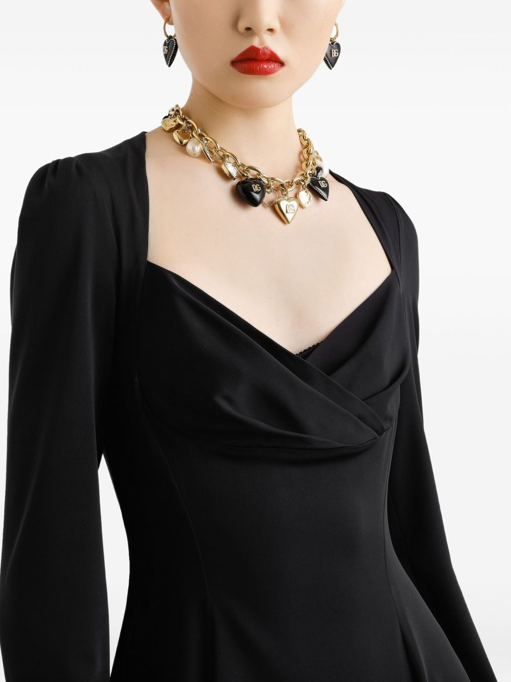 sweetheart-neckline flared dress - 4