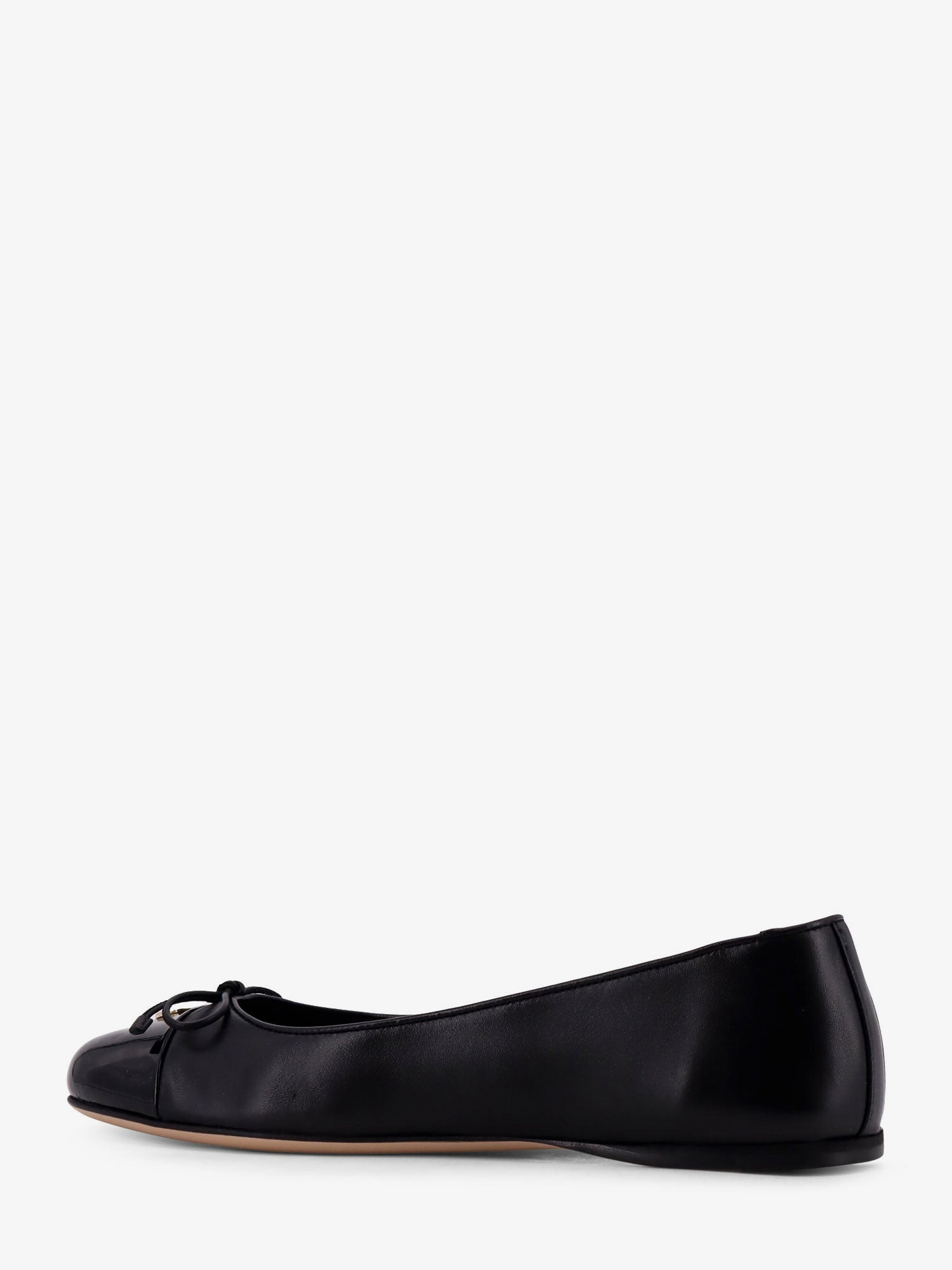 Leather Ballerinas With Patent Leather Detail - 3