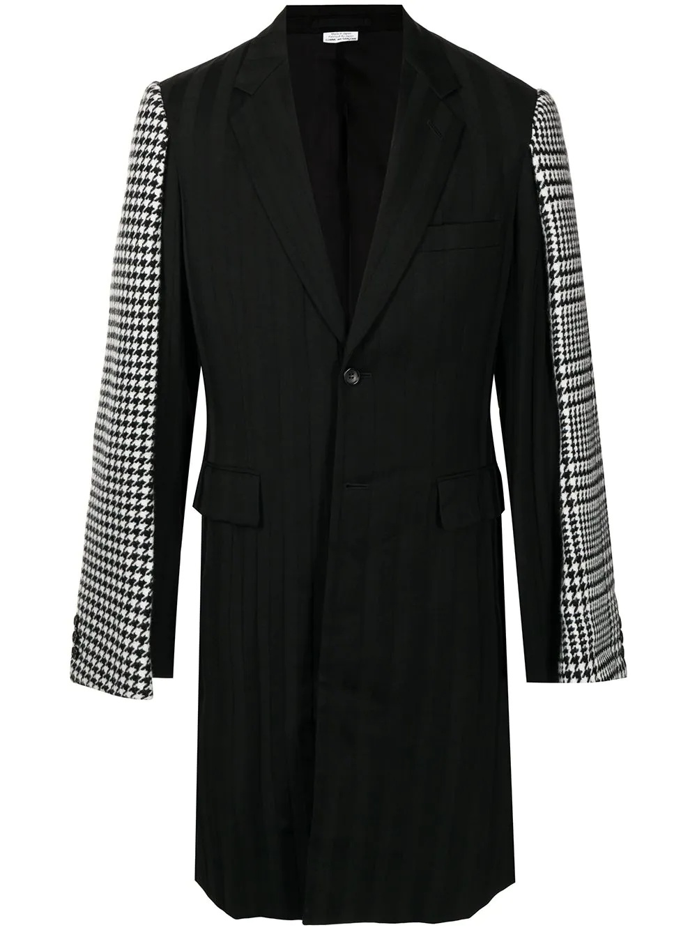 houndstooth-panel pleated coat - 1