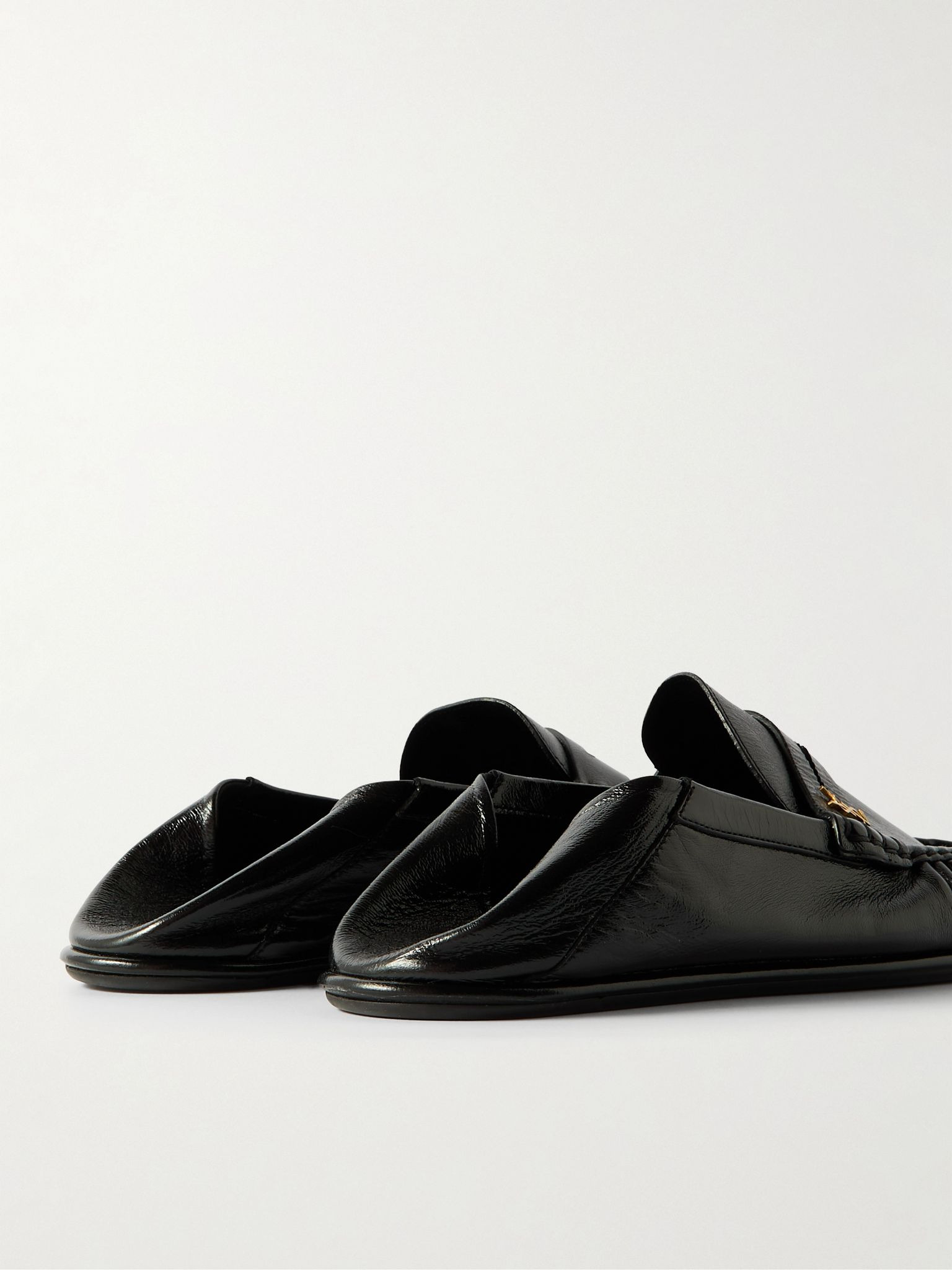 Le Loafer Logo-Embellished Collapsible-Heel Leather Penny Loafers Black - 4