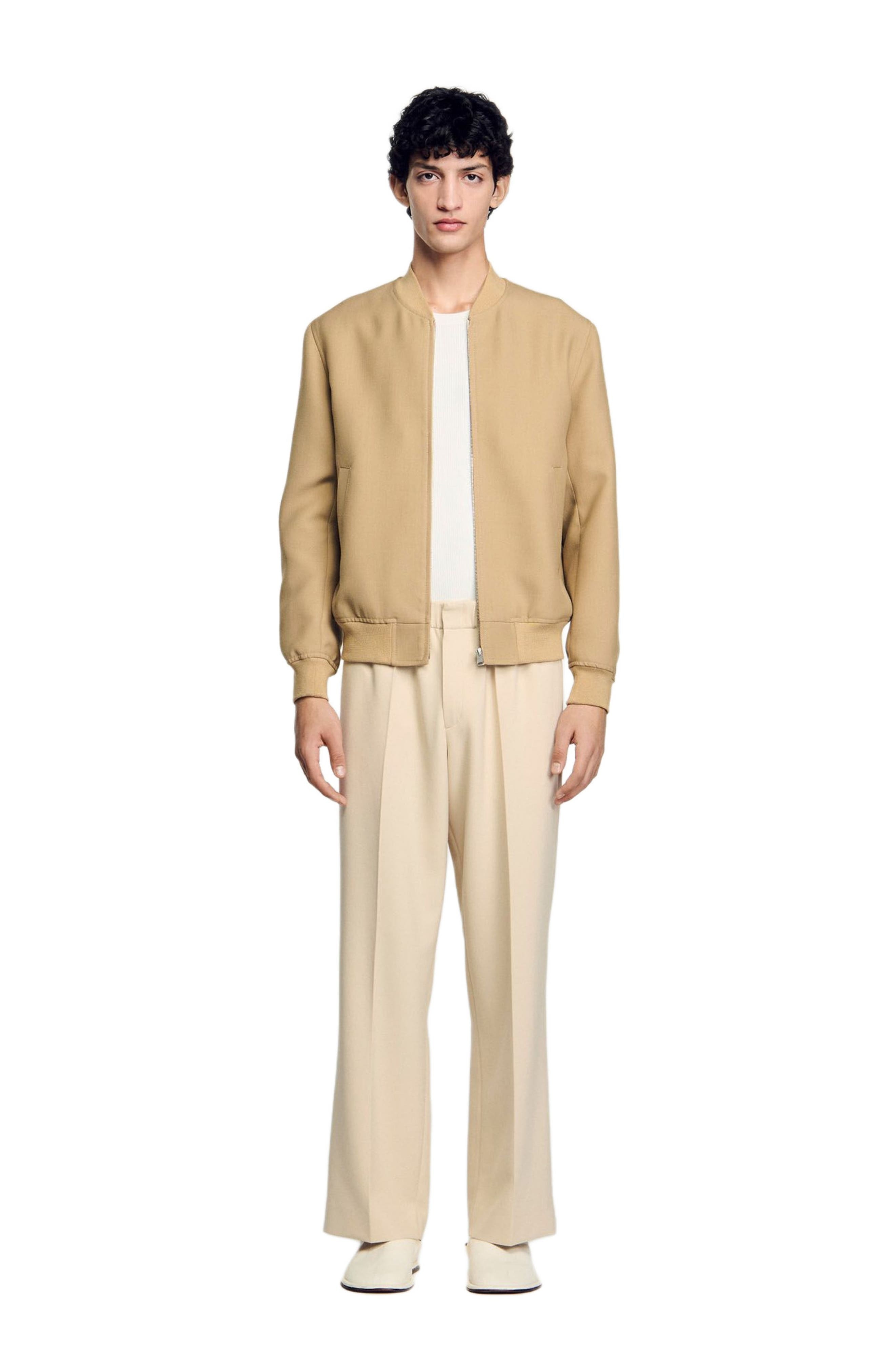 SANDRO Zip-up jacket in Nut at Nordstrom - 3
