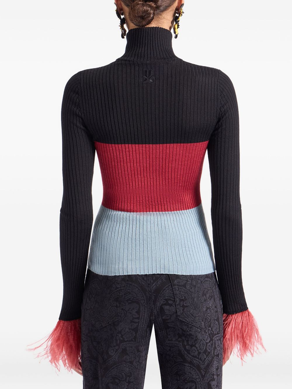 feather-trimmed ribbed top - 3