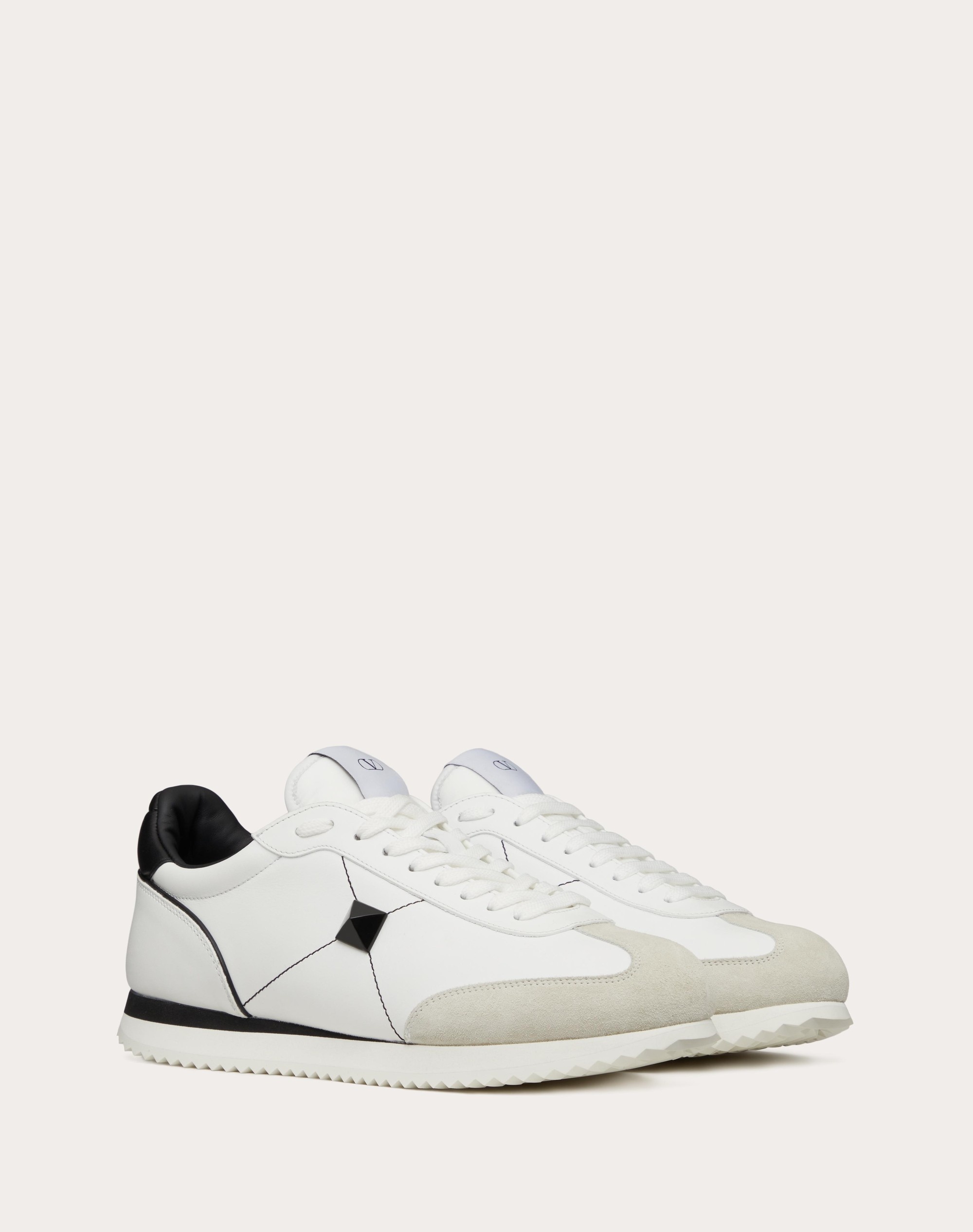 STUD AROUND LOW-TOP CALFSKIN AND NAPPA LEATHER SNEAKER - 2