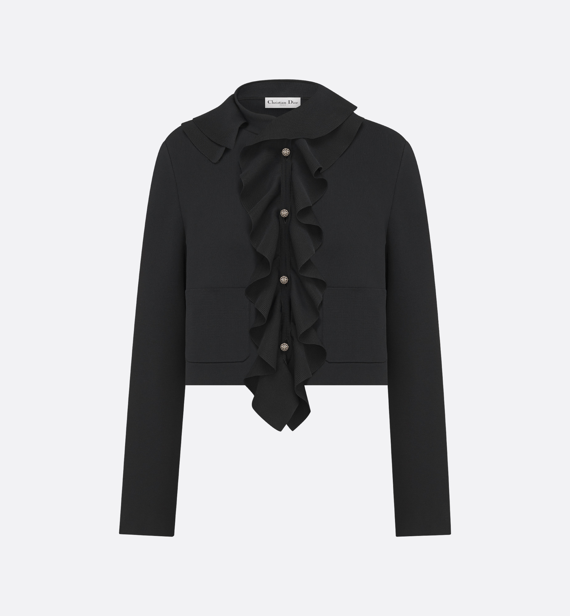 Cropped Jacket with Removable Ruched Collar - 1