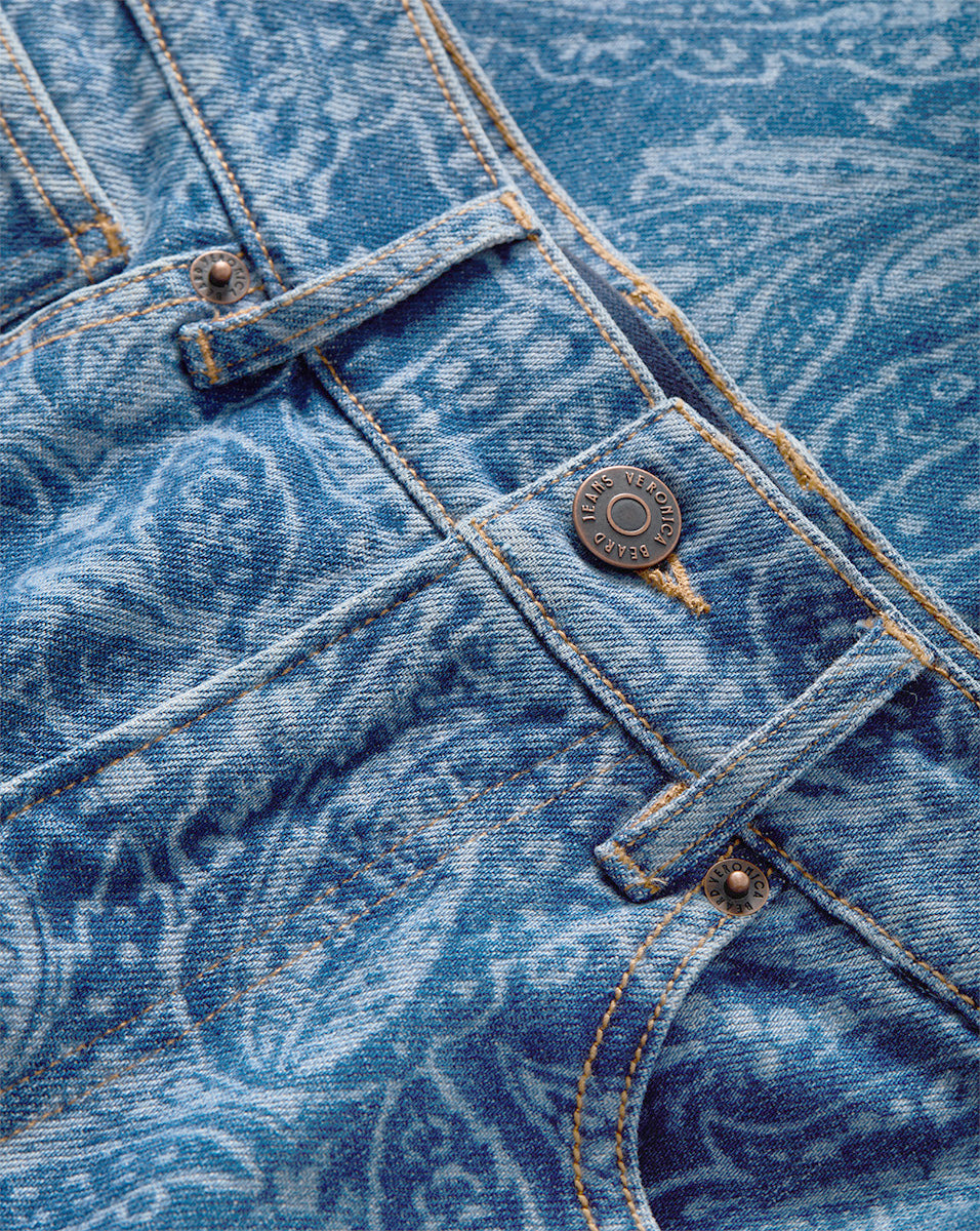 TAYLOR PAISLEY PRINTED WIDE-LEG JEAN - 5
