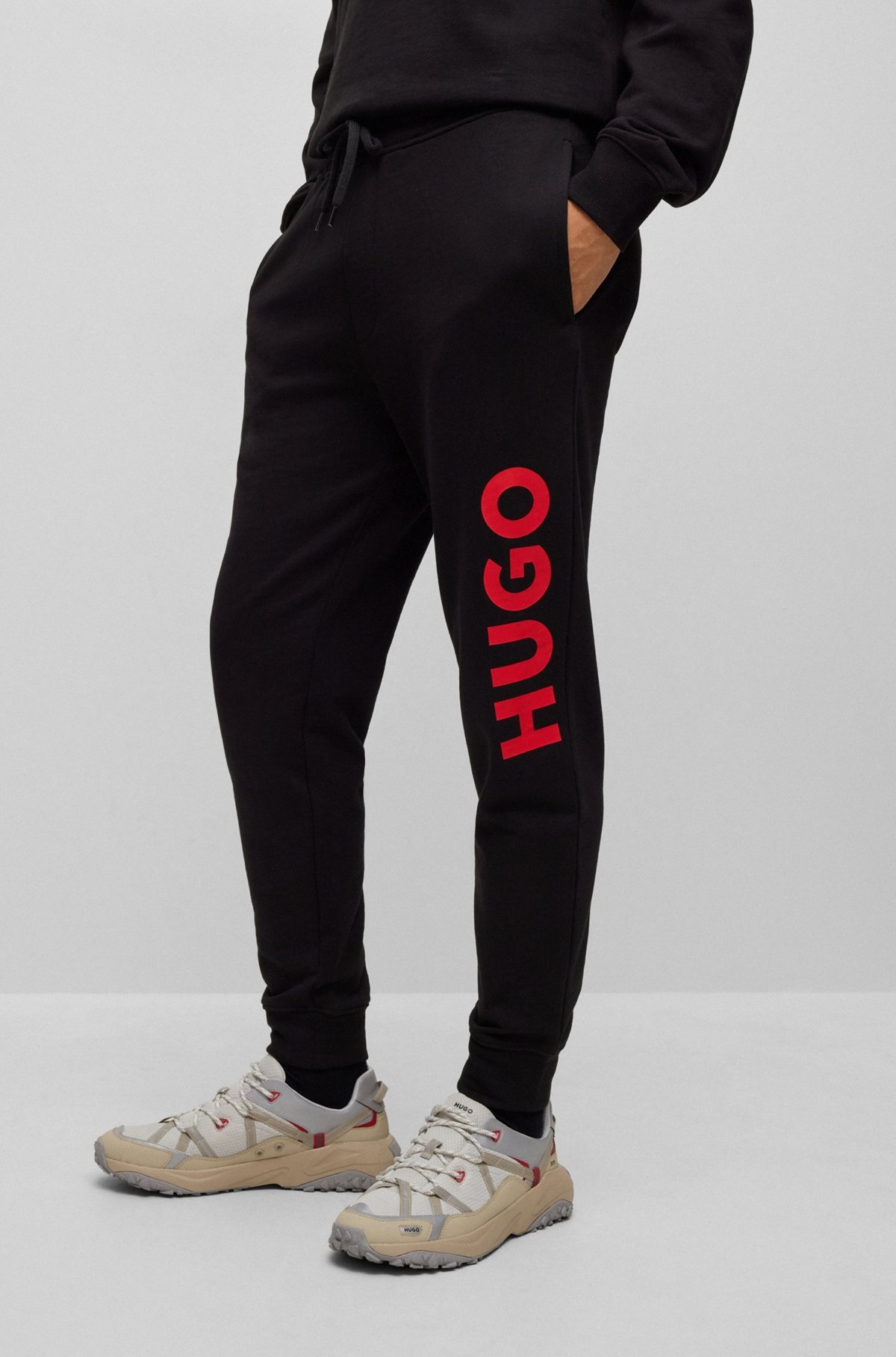 CUFFED TRACKSUIT BOTTOMS IN FRENCH TERRY WITH CONTRAST LOGO - 3