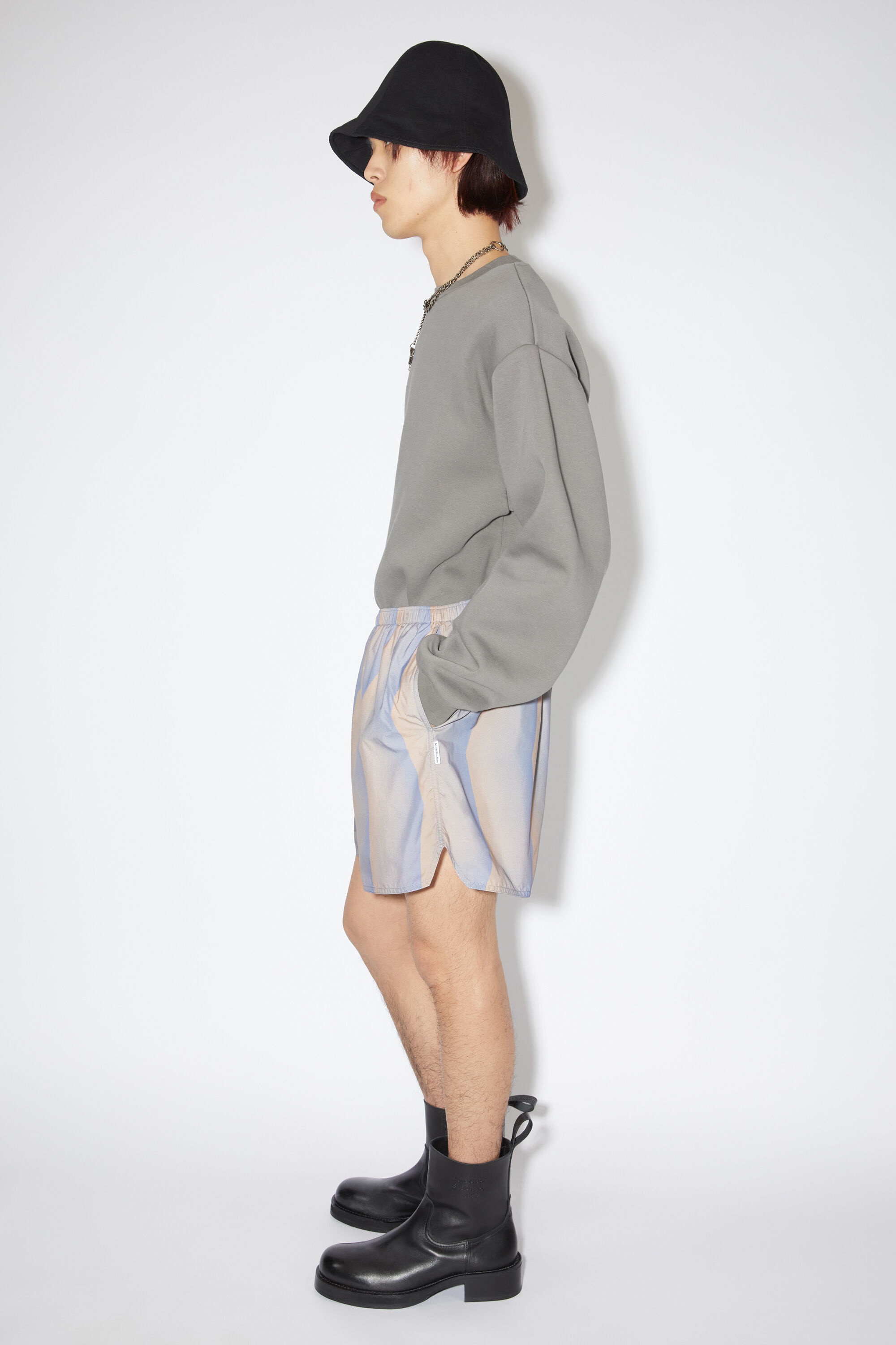 Print swim shorts - Blue/beige - 4