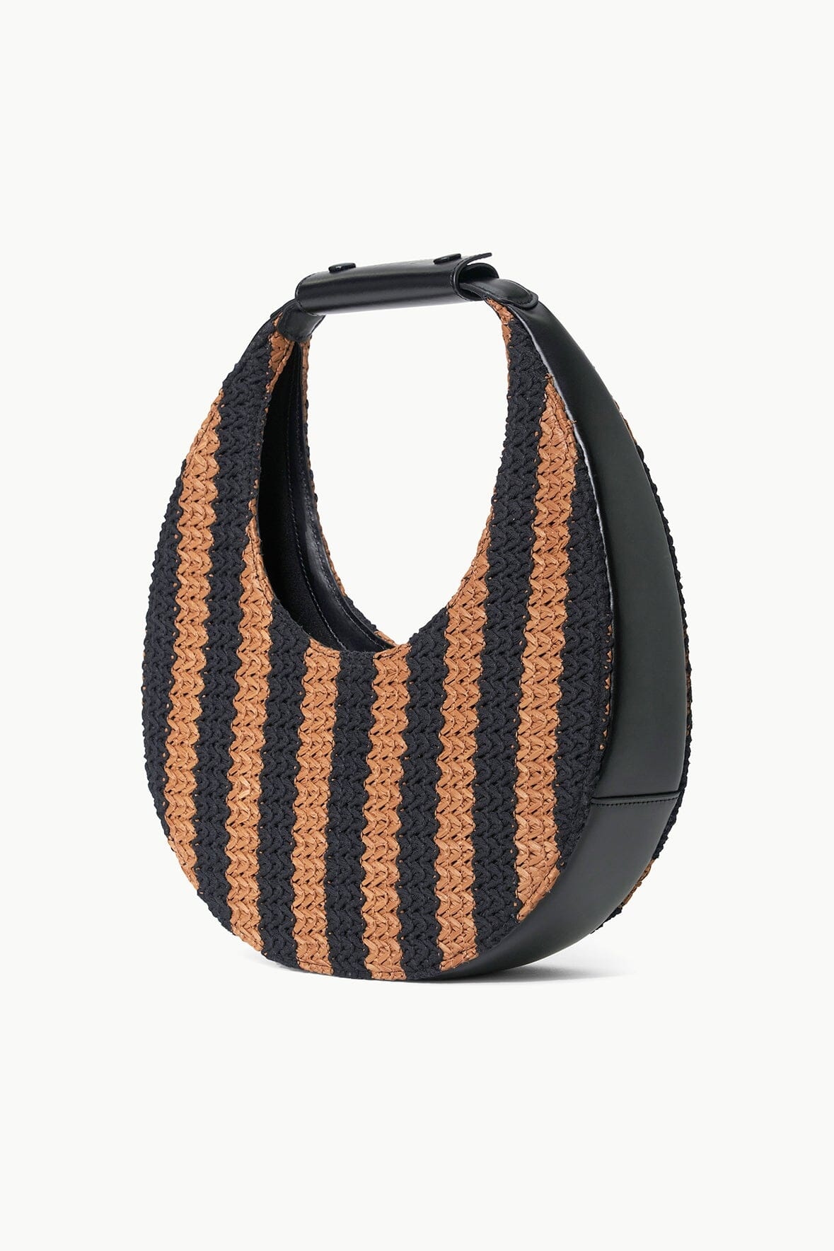 STAUD MOON TOTE BAG BLACK TAN SEASHORE STRIPE - 3