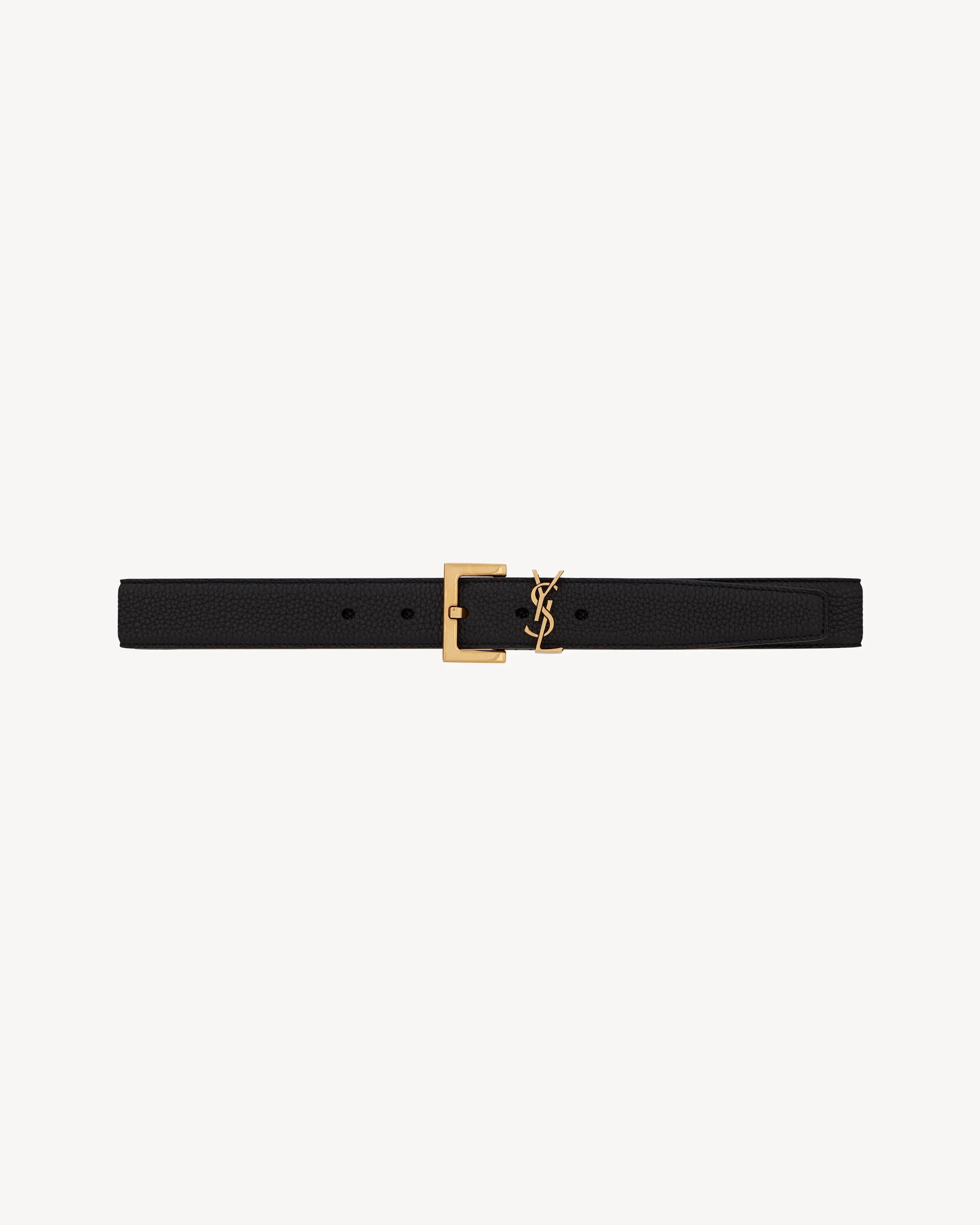 monogramme belt with square buckle in grained leather - 1