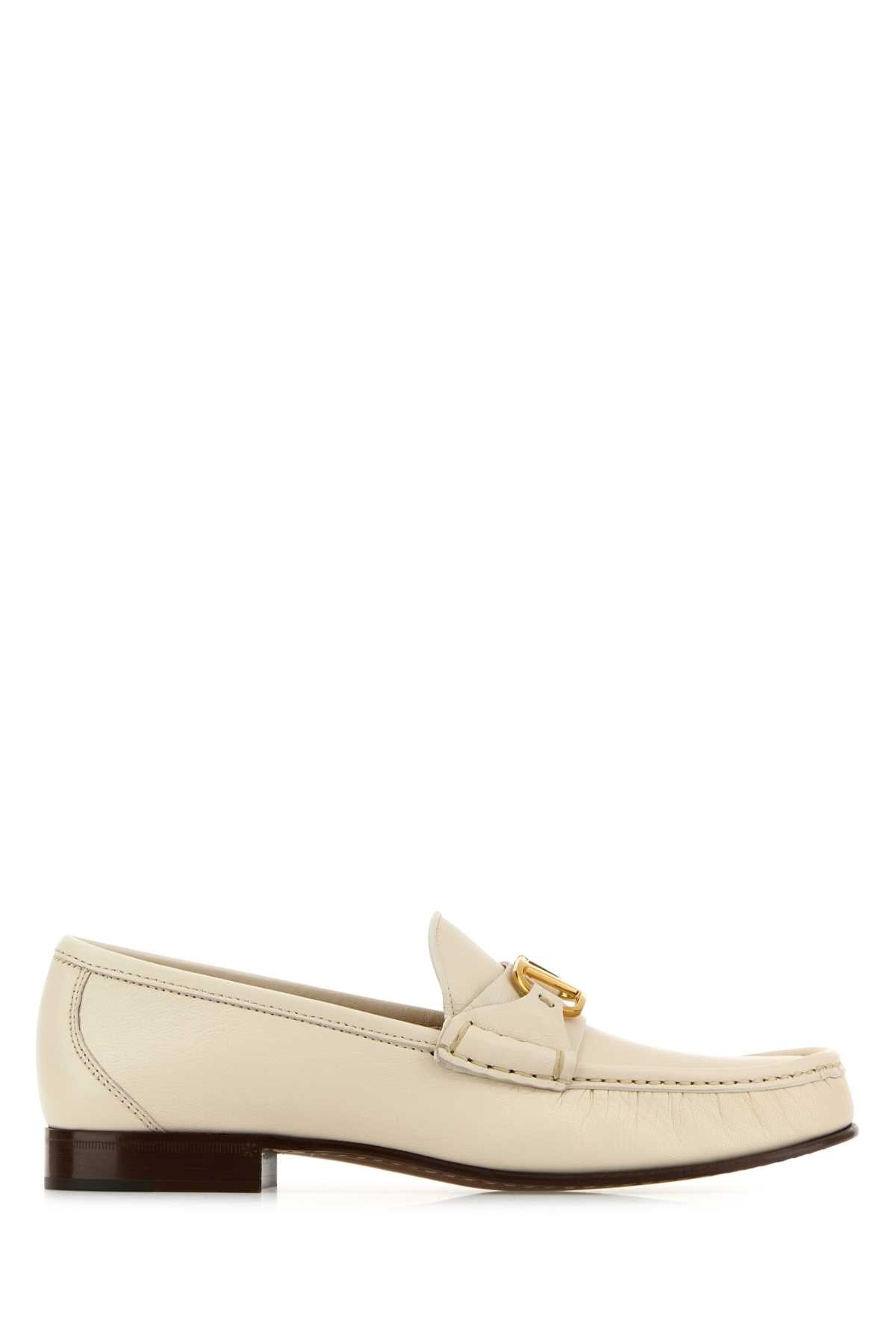 Valentino Garavani Women Ivory Leather Vlogo Loafers - 1