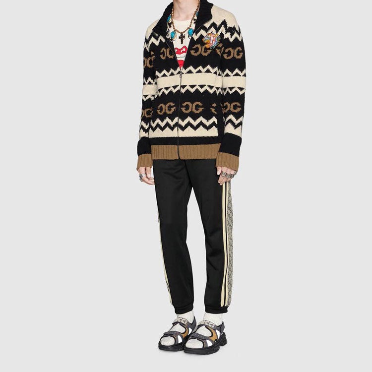Gucci Oversize Technical Jersey Jogging Pant GG Logo Side Ribbon Jogging Pants For Men Black 545603- - 2