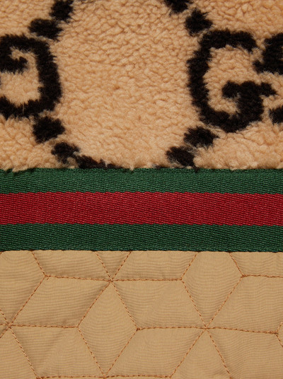 GUCCI GG Jacquard Fleece Jacket Camel and Dark Brown outlook