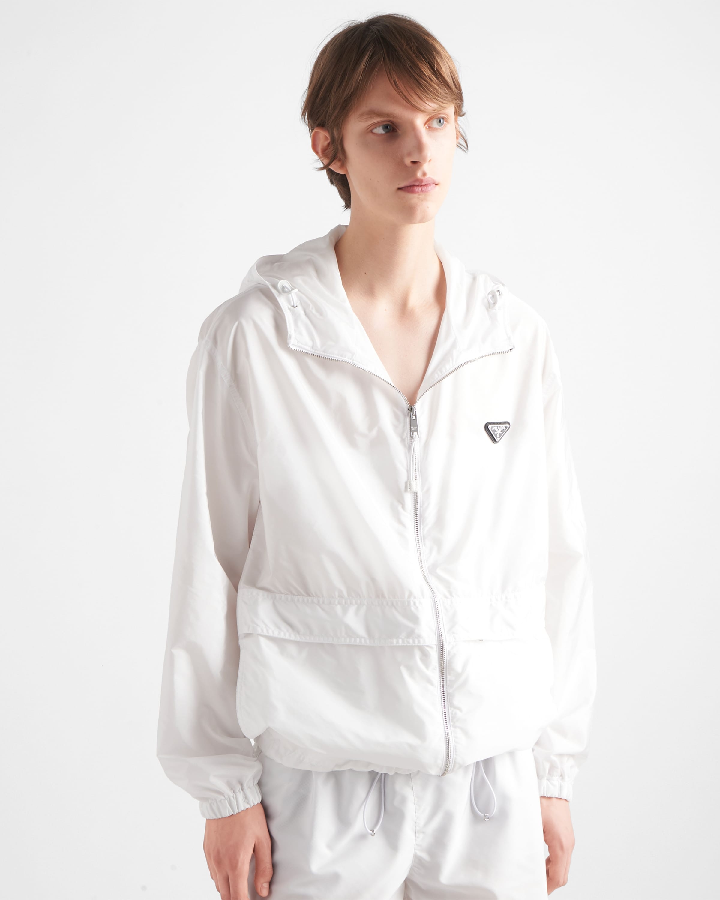ブルゾン PRADA White cotton reversible jacket 26645945_56275860_600.jpg