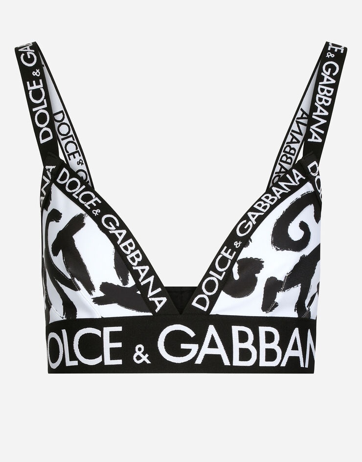 Triangle bra with graffiti logo print - 1