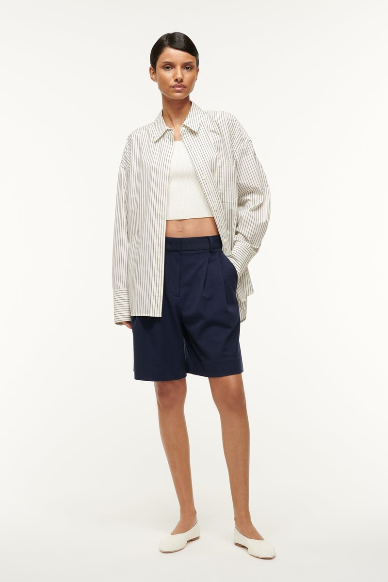 STAUD COLTON SHIRT IVORY MICRO STRIPE 4