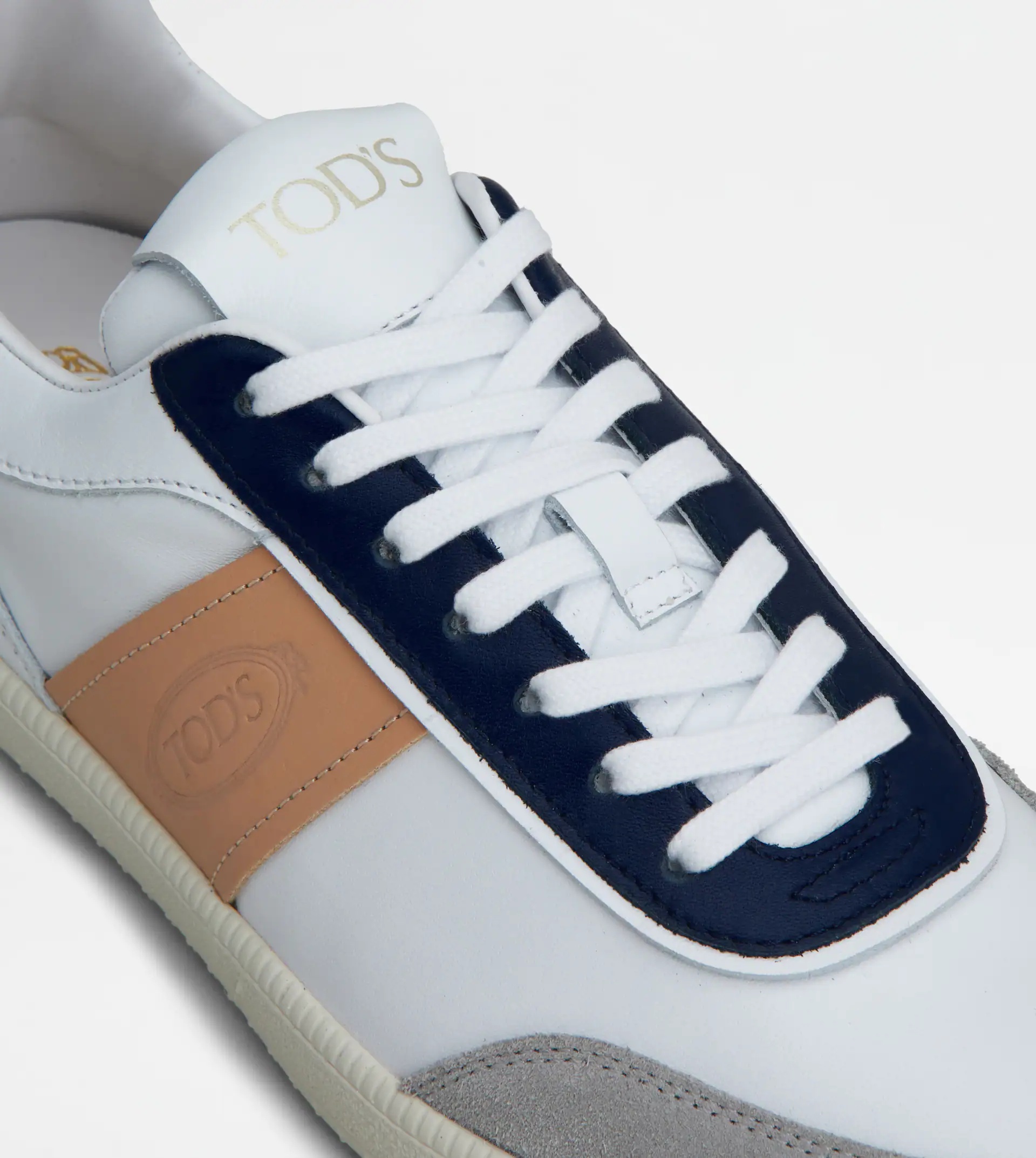 TOD'S TABS SNEAKERS IN LEATHER - WHITE, BEIGE, BLUE - 6