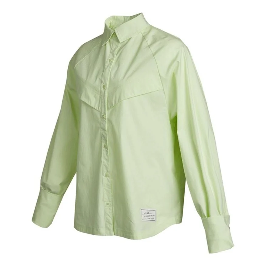 (WMNS) Nike Sportswear Icn Clsh Wvn Ls Top Causual Sports Ventilate Long Sleeve Shirt Green Yellow D - 1
