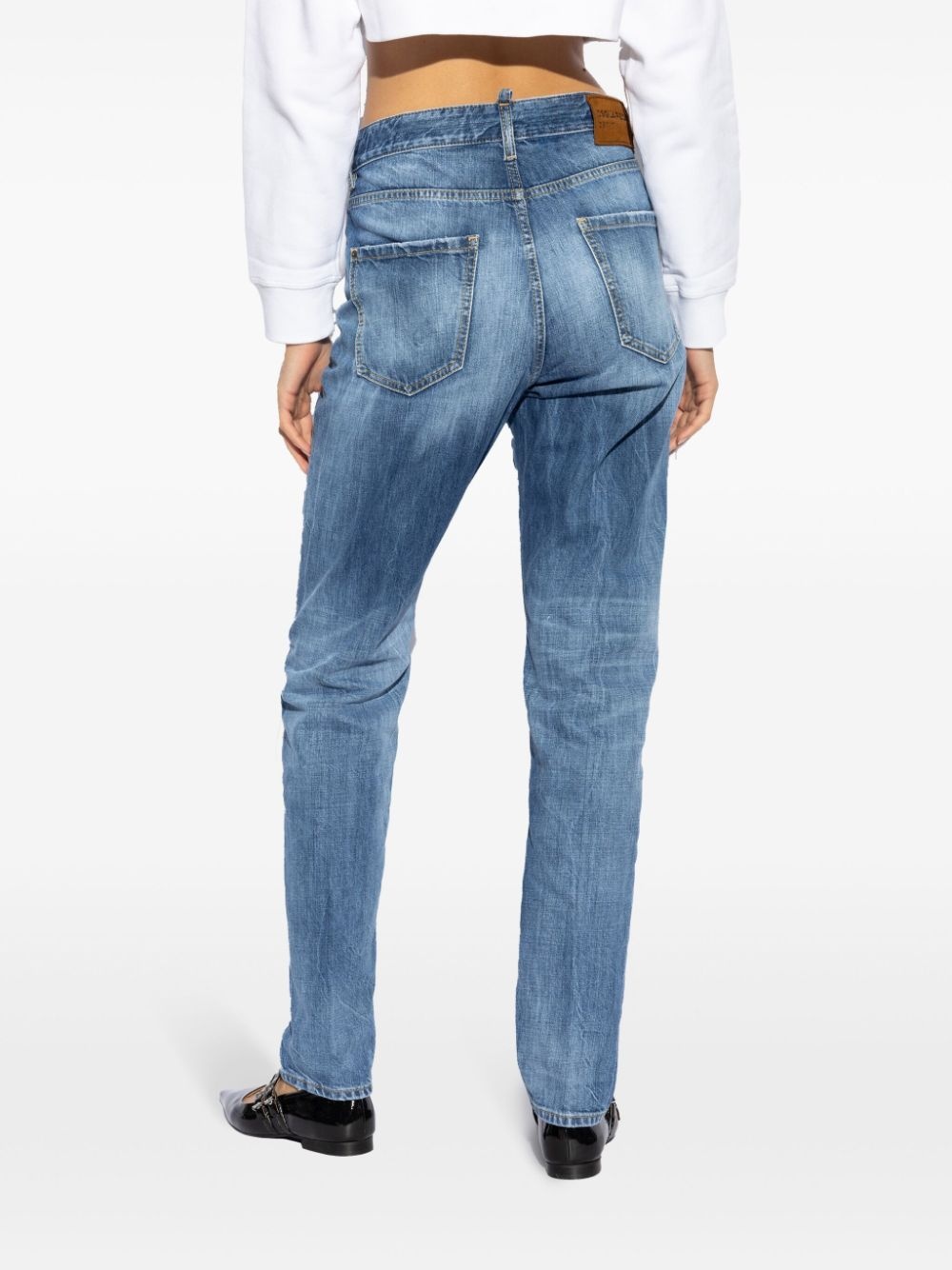 whiskering effect slim-cut jeans - 4