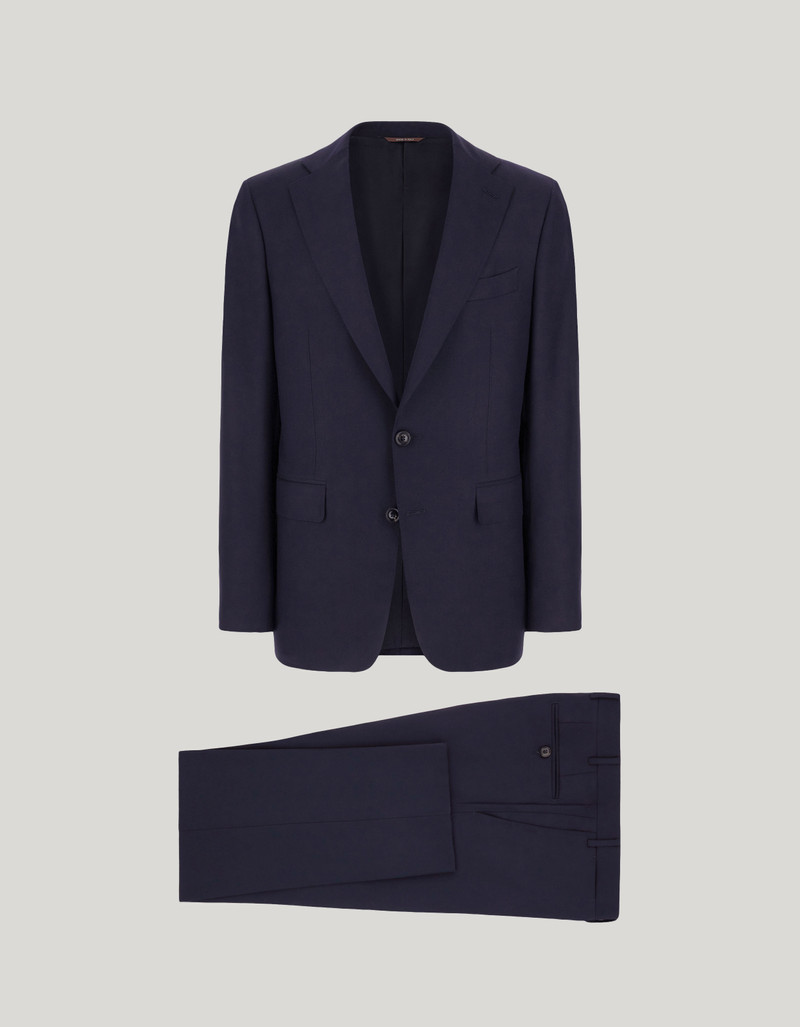 LIGHT BLUE DENIM-EFFECT WOOL REGULAR-FIT SUIT 44