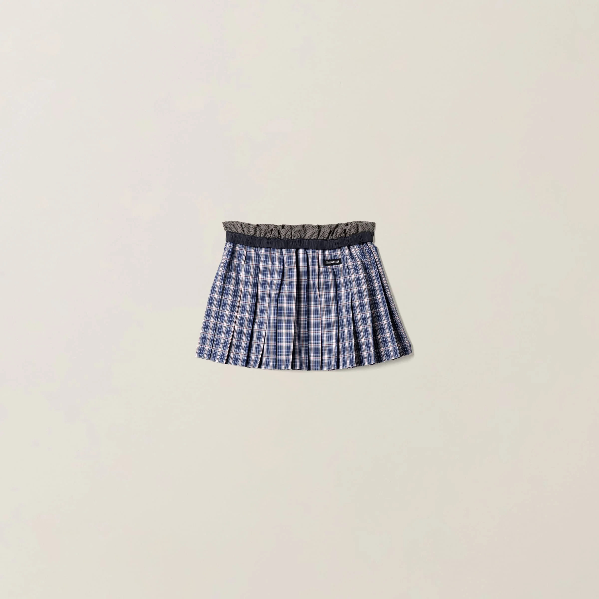 Pleated check miniskirt - 1