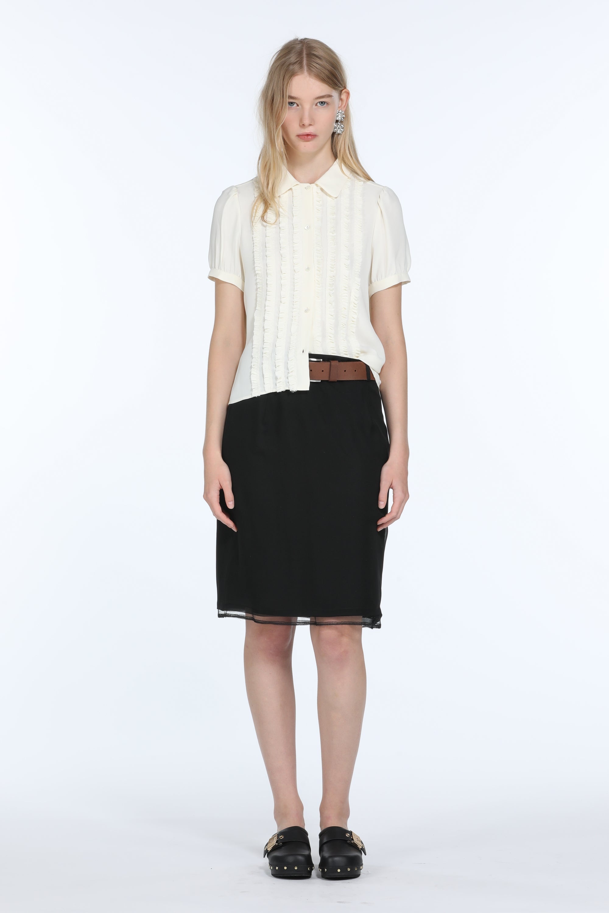 RUFFLED SHORT-SLEEVE SHIRT - 4