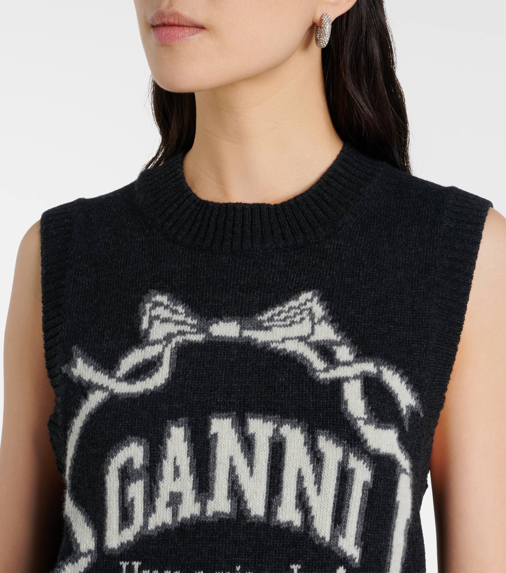 Logo intarsia wool-blend sweater vest - 5