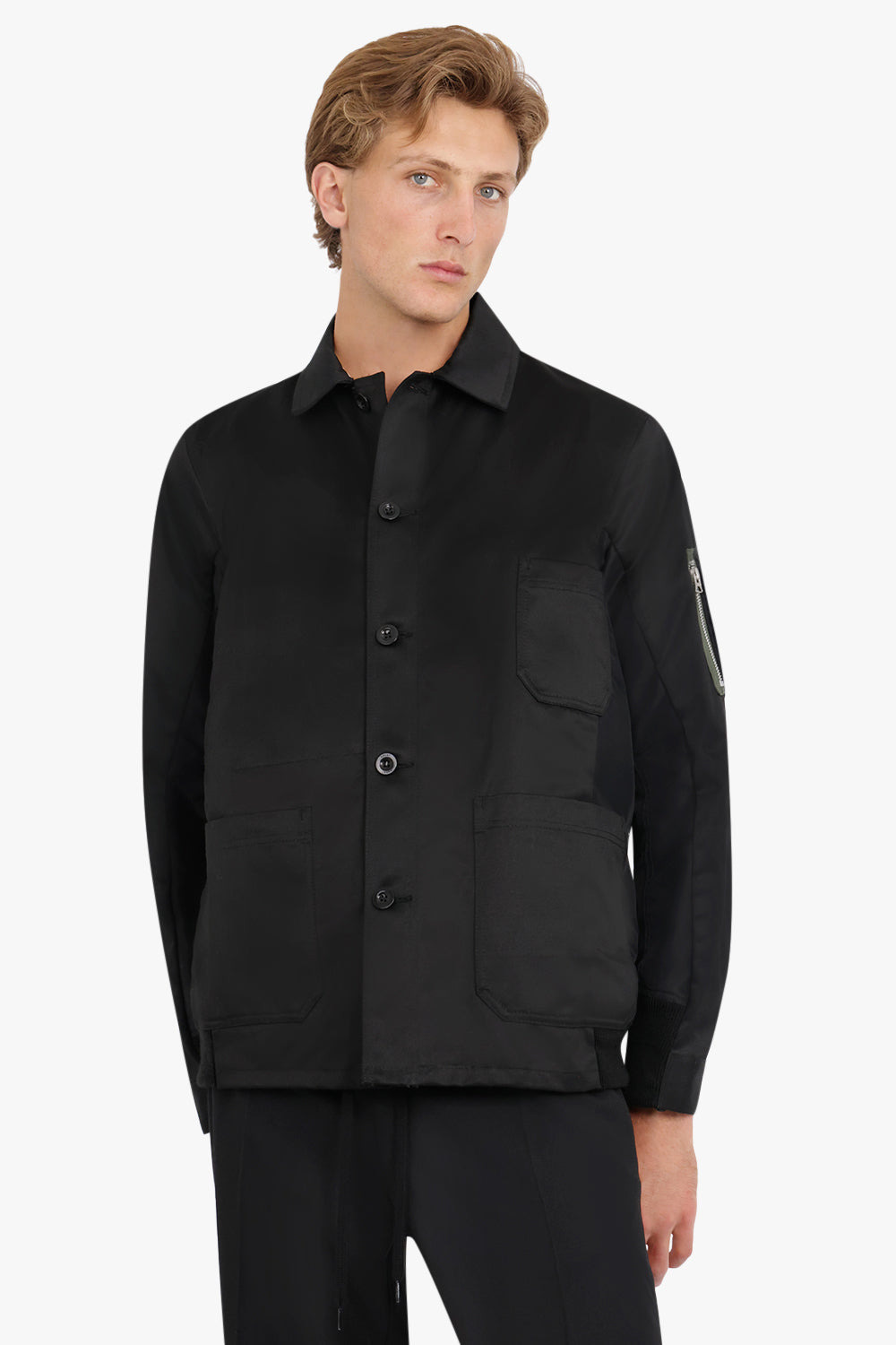 COTTON CHINO X NYLON TWILL BLOUSON | BLACK - 3