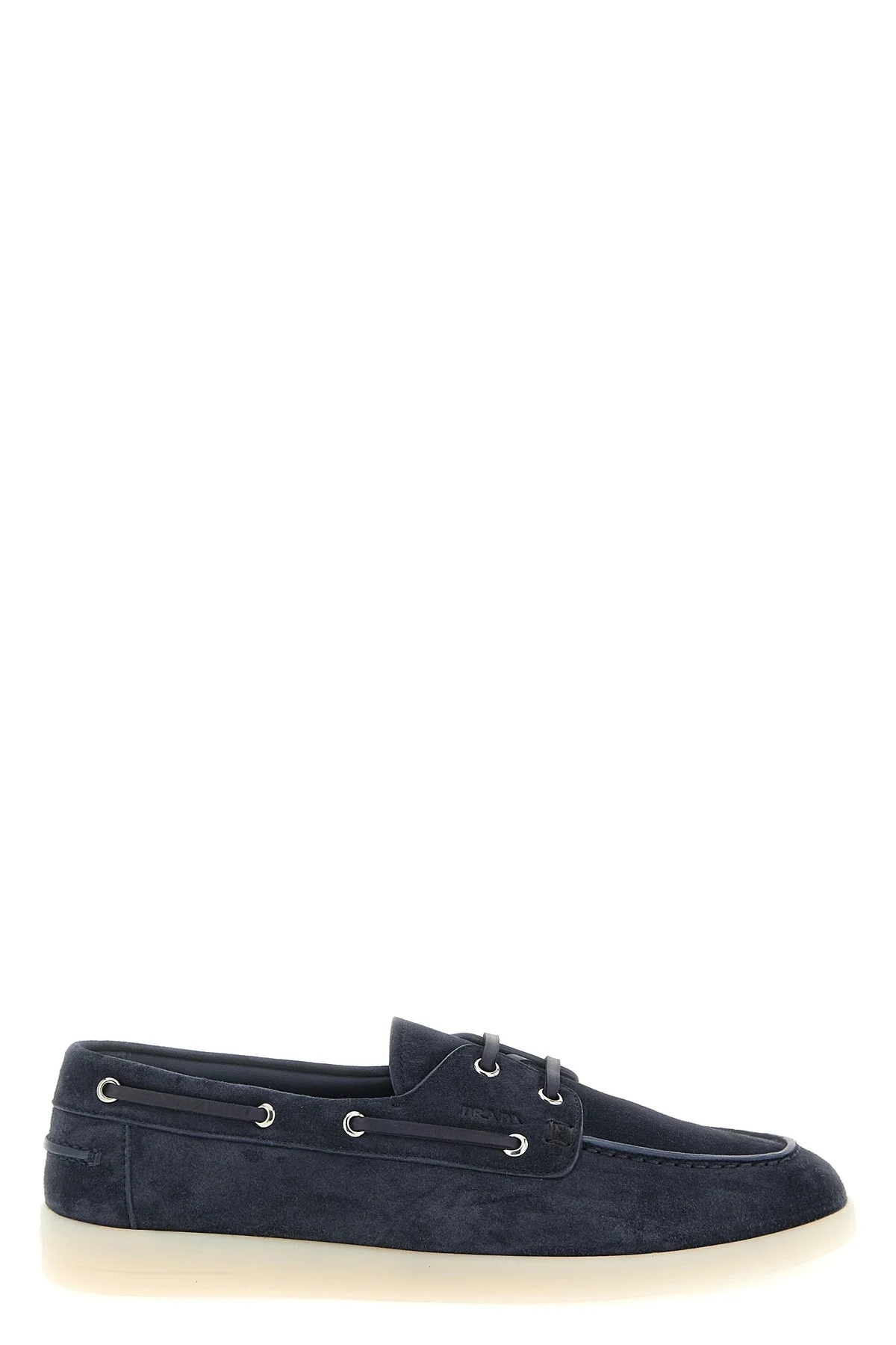 Prada Suede Boat Shoes With Embossed Logo - 1