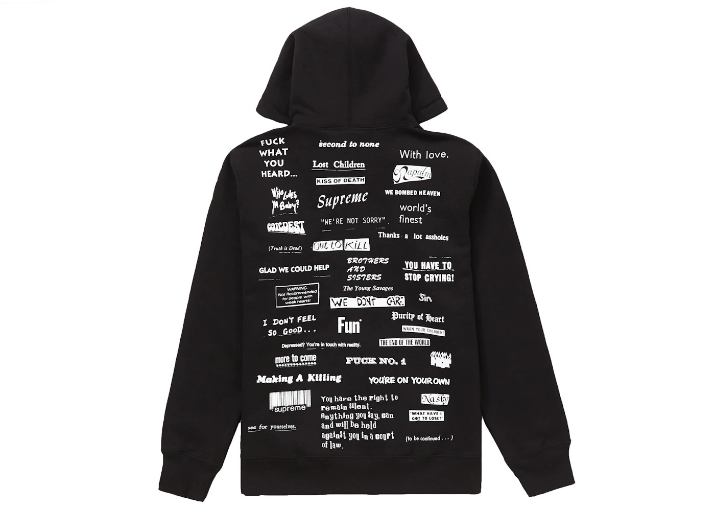 Supreme Stop Crying Hooded Sweatshirt Black - 2