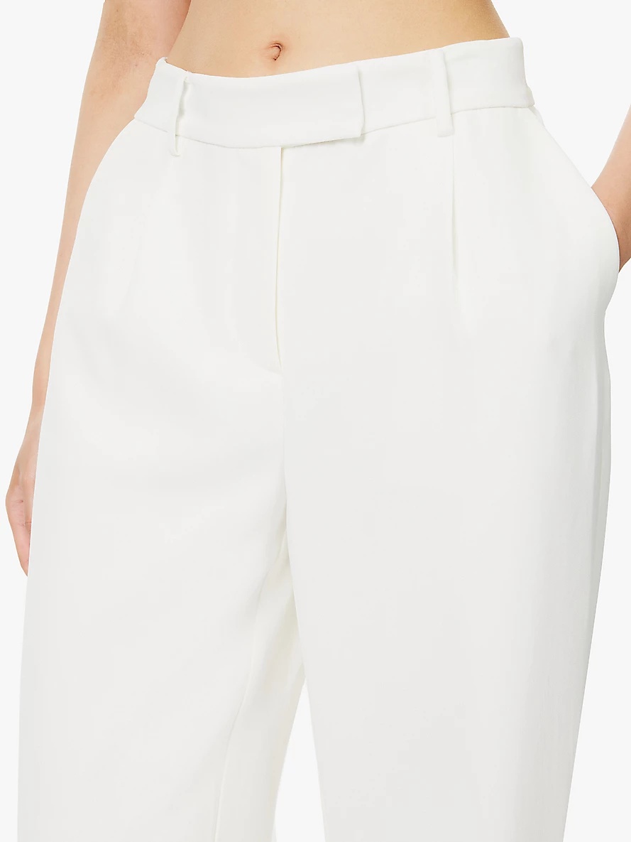 Novia pleated straight-leg high-rise woven-blend trousers - 5