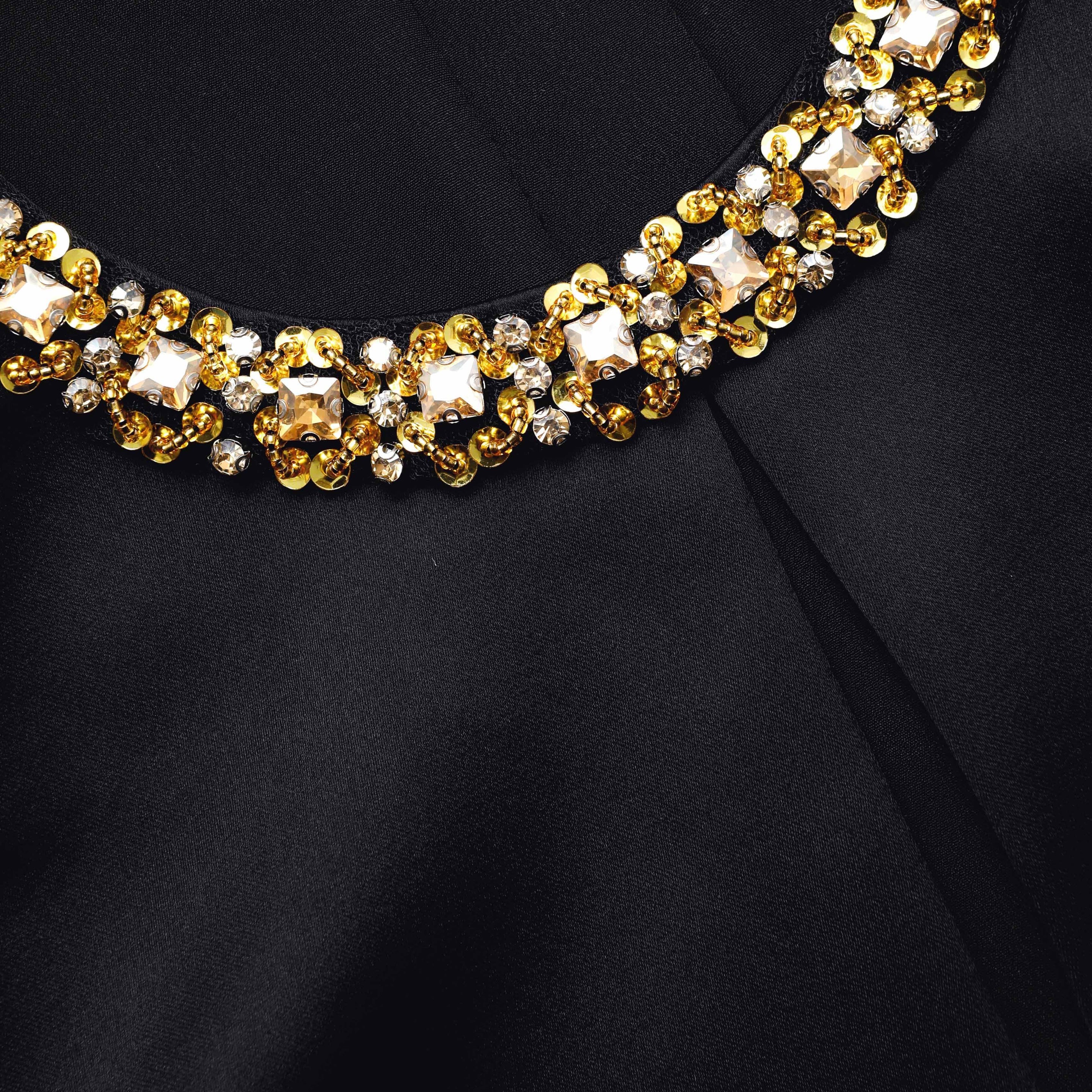 Black Satin Embellished Top - 5