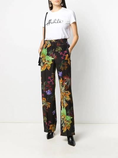 Off-White Arrows leaf-print wide-leg trousers outlook