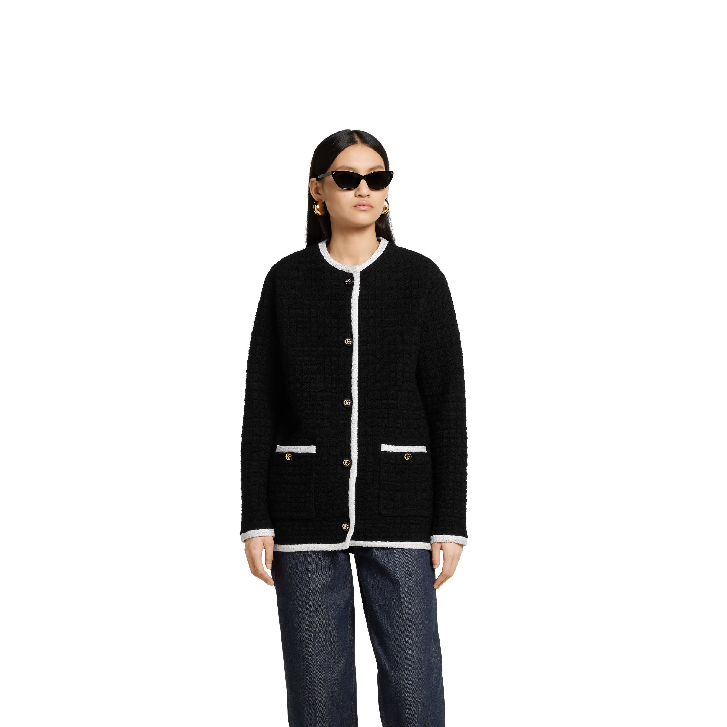 Tweed wool cardigan with embroidery - 3