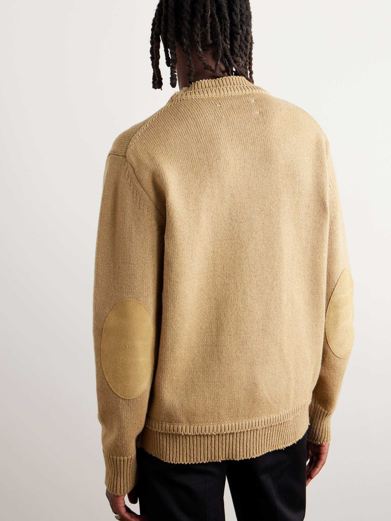 Suede-Trimmed Wool, Linen and Cotton-Blend Sweater - 4