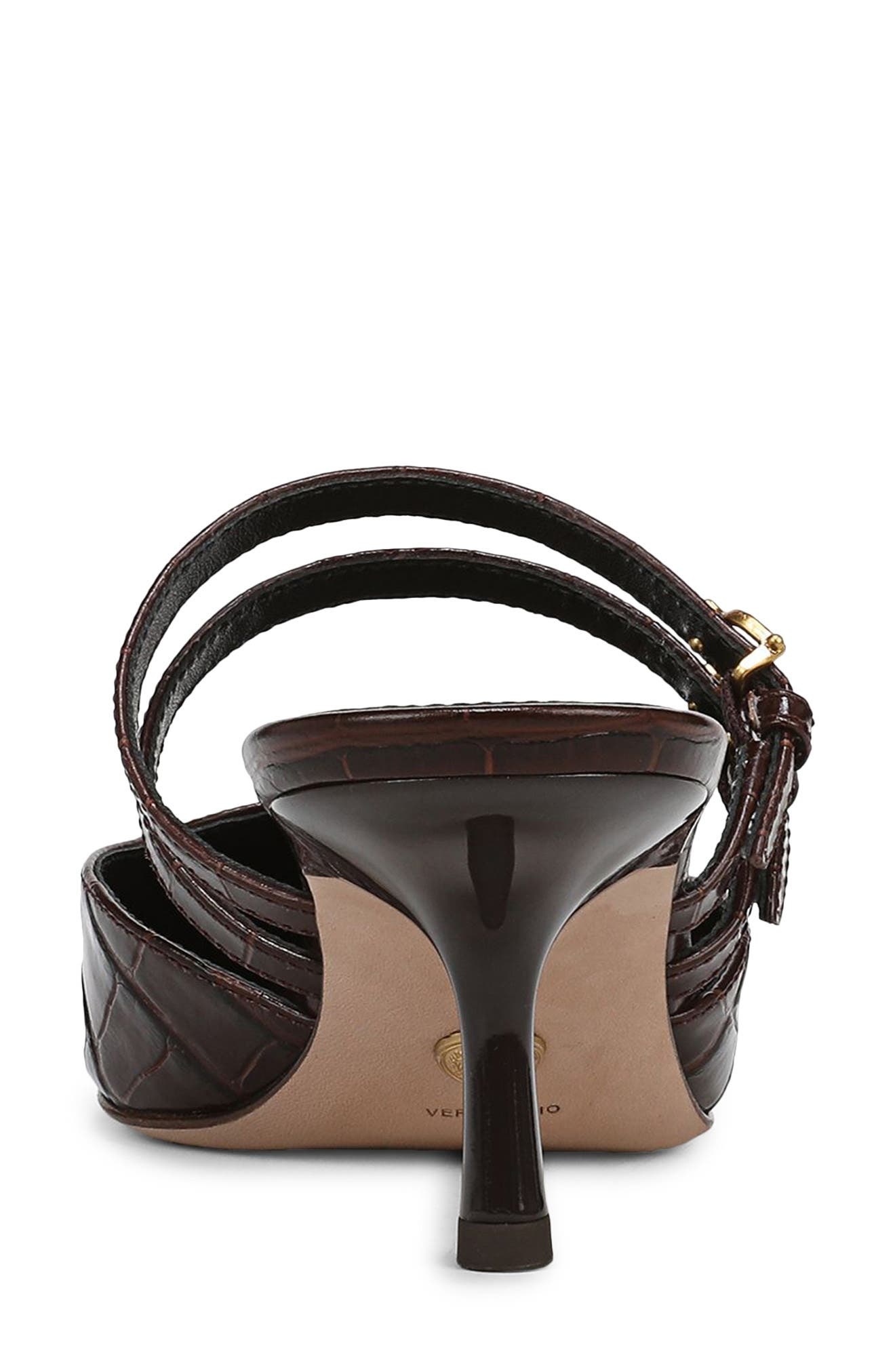 Veronica Beard Corrie Croc Embossed Pointed Toe Pump in Chocolate at Nordstrom - 7