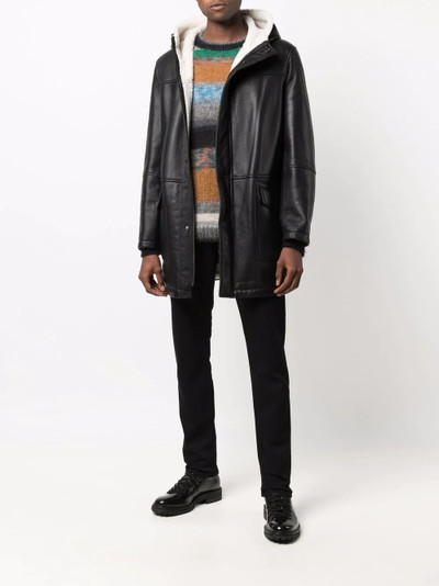 Yves Salomon hooded shearling-trim leather coat outlook