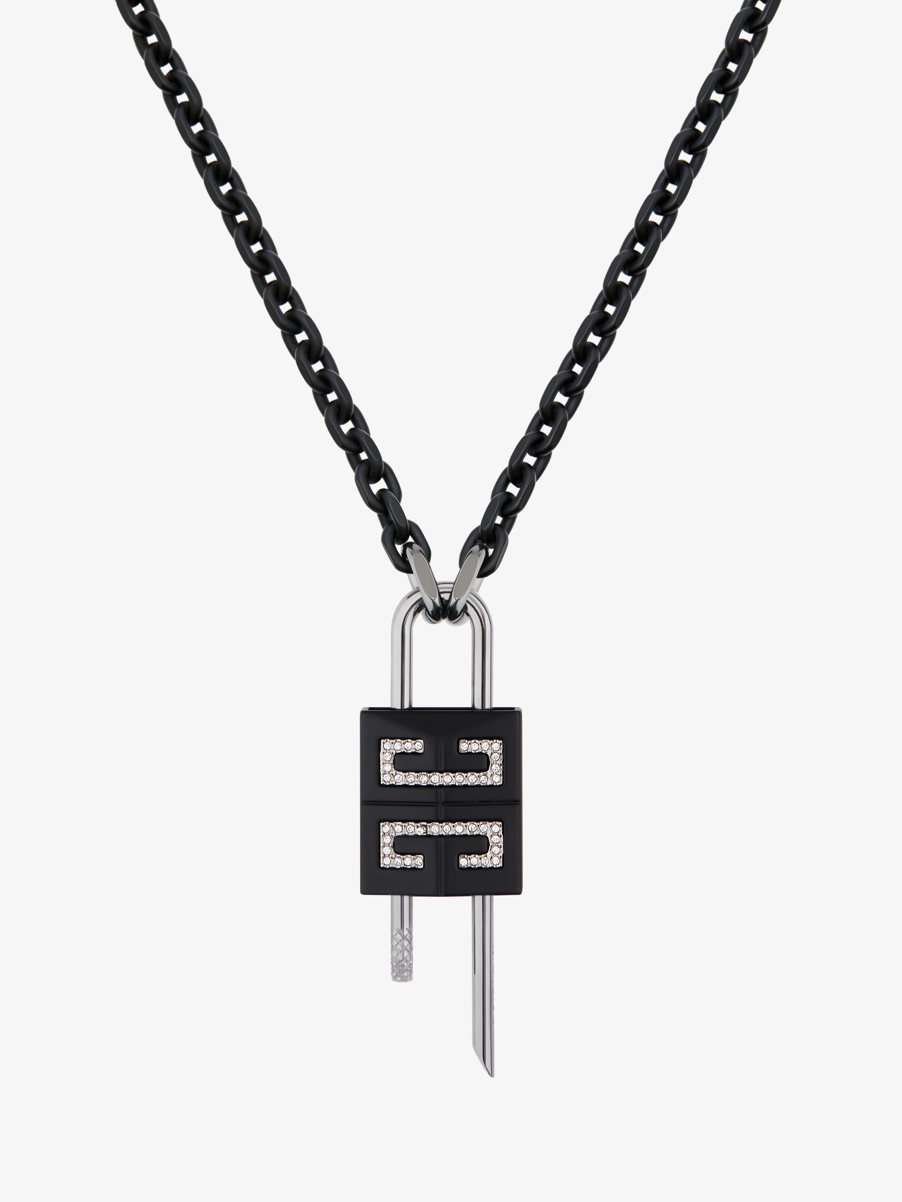 SMALL LOCK NECKLACE IN METAL WITH CRYSTALS - 3