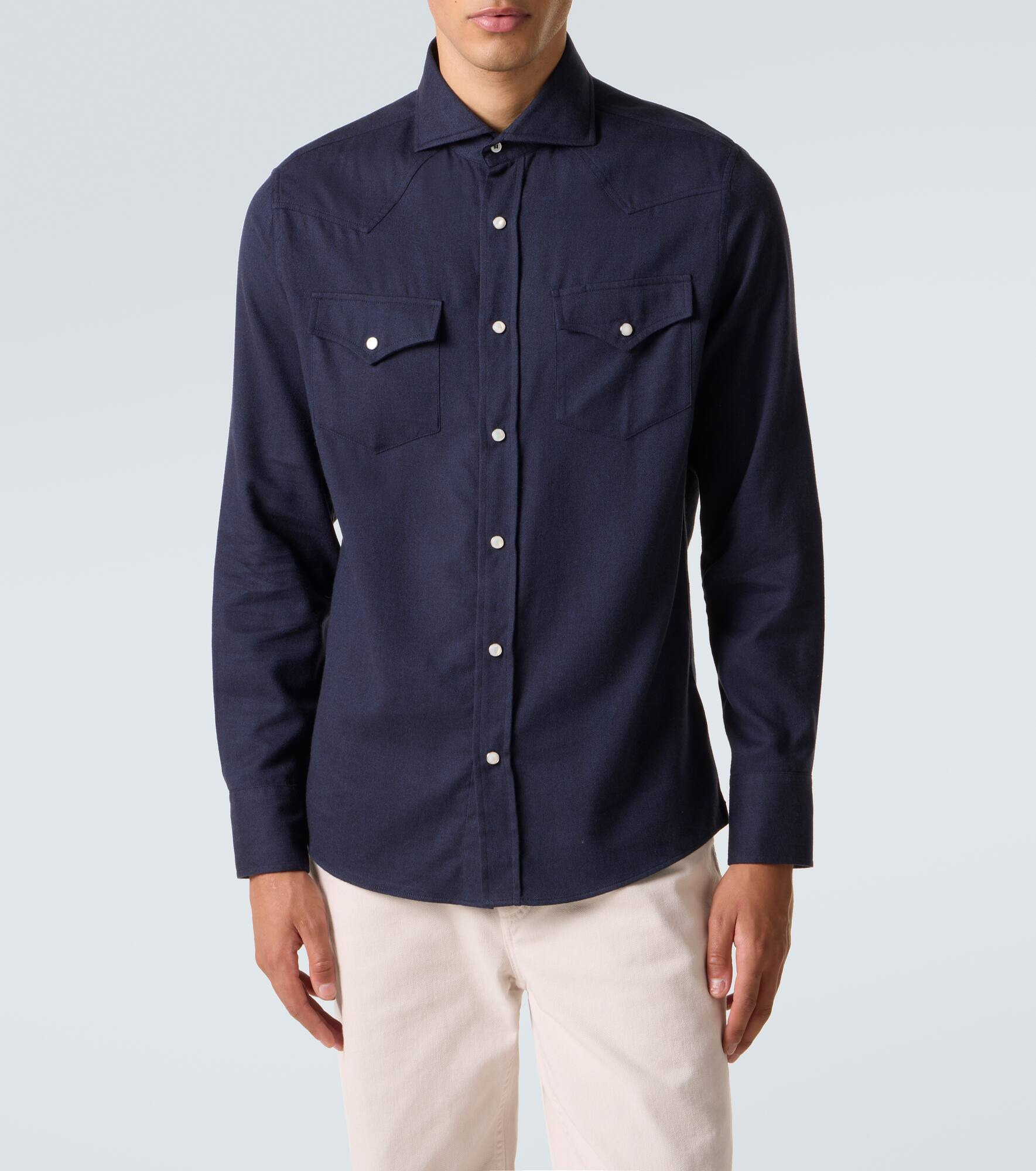Chevron cotton-blend flannel shirt - 3