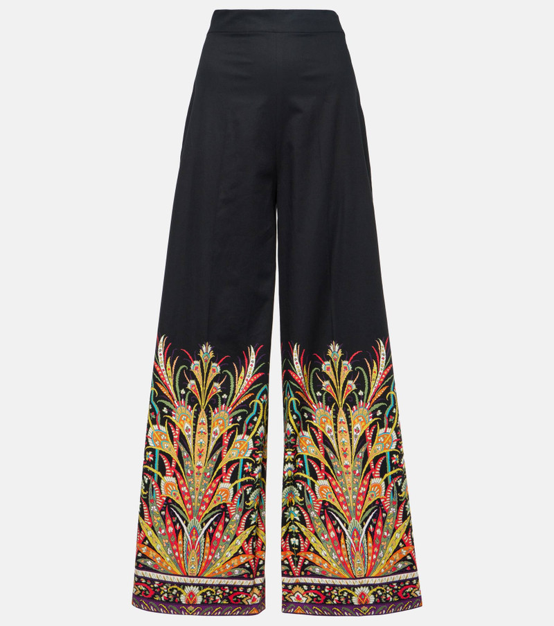 Printed cotton-blend flared pants - 1