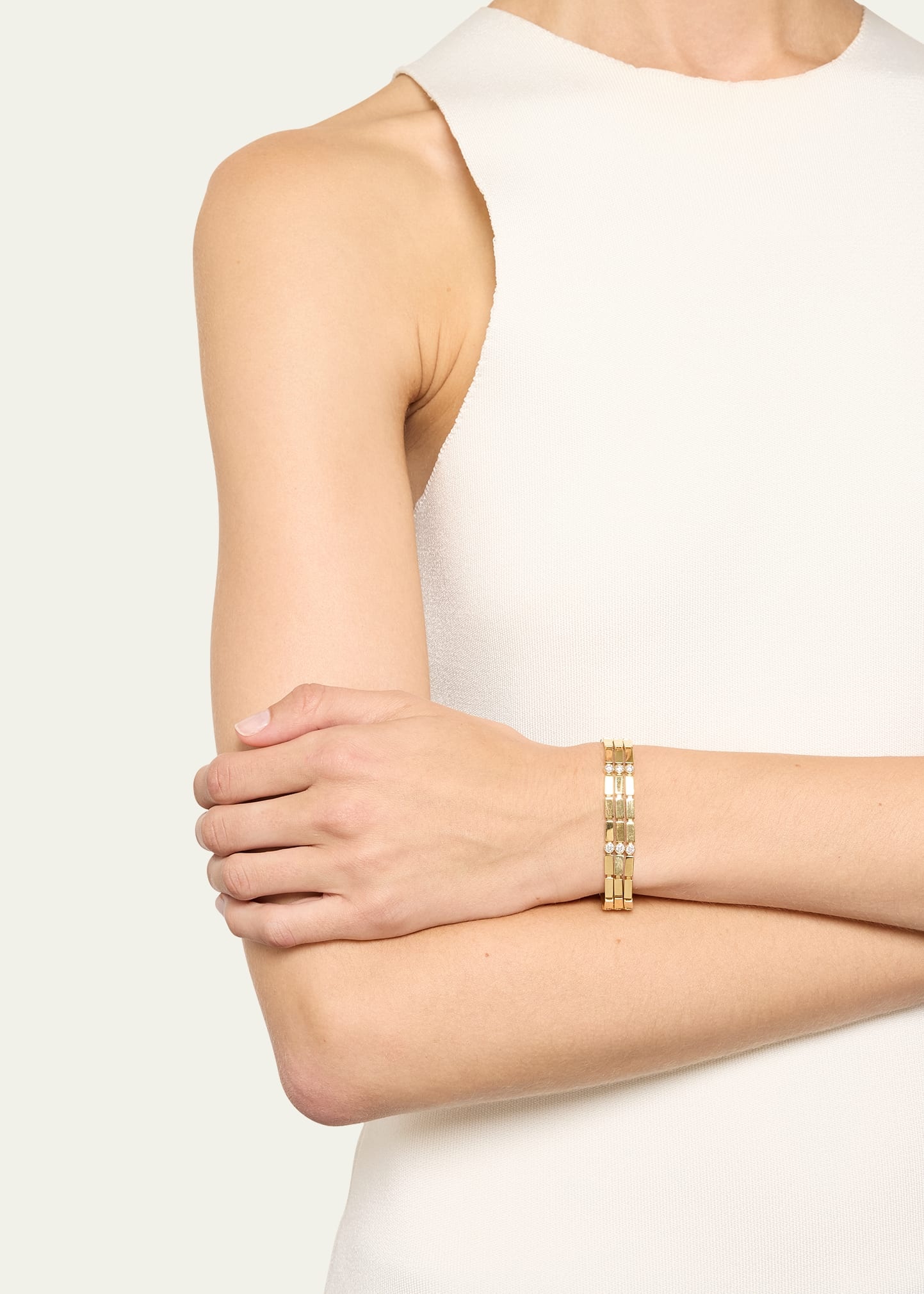 18K Yellow Gold Stepping Stone Multi Bracelet with White Diamonds - 2