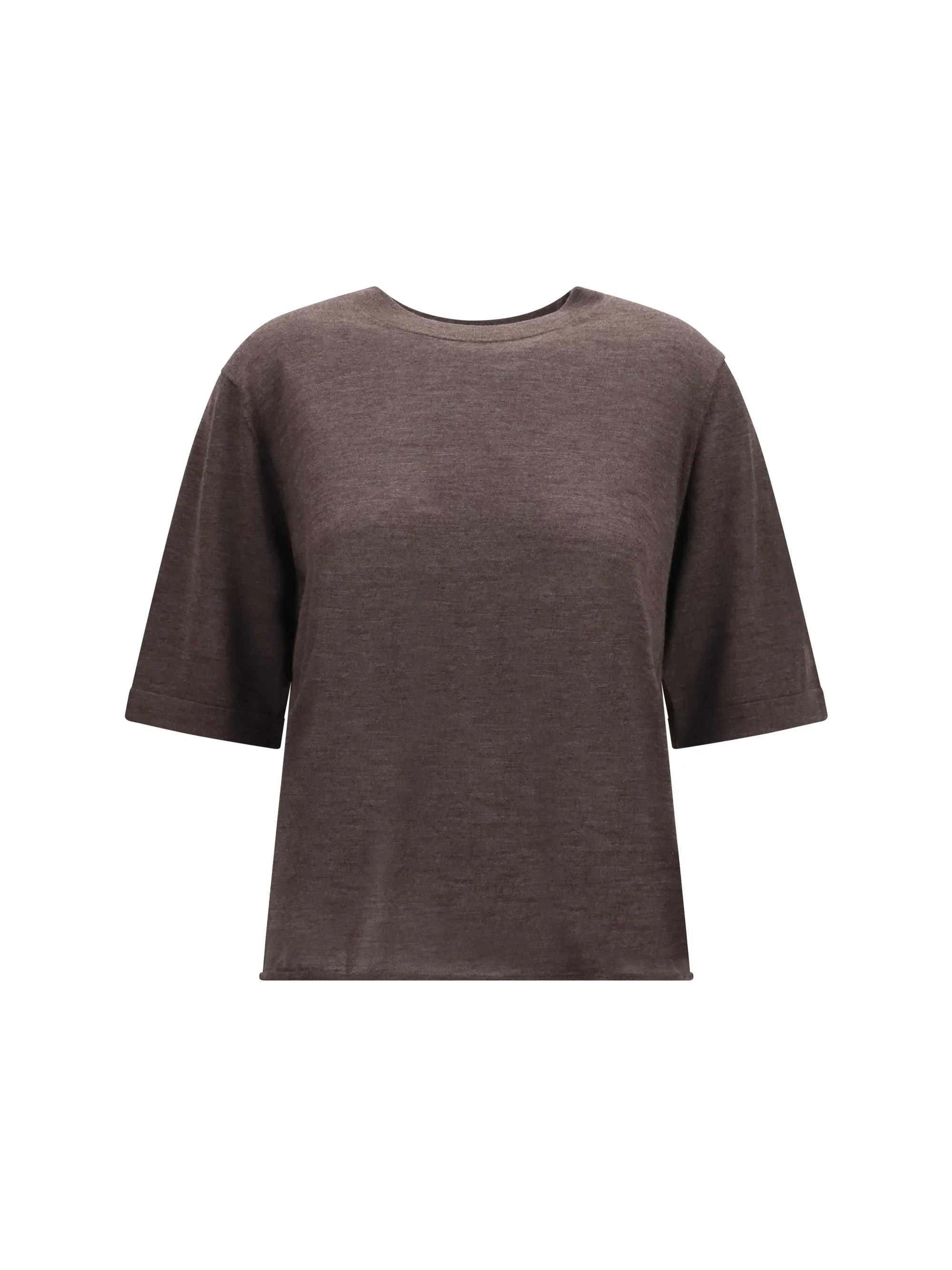 Loulou De Saison Nala Fine-knit Cashmere T-shirt Brown Melange - 1